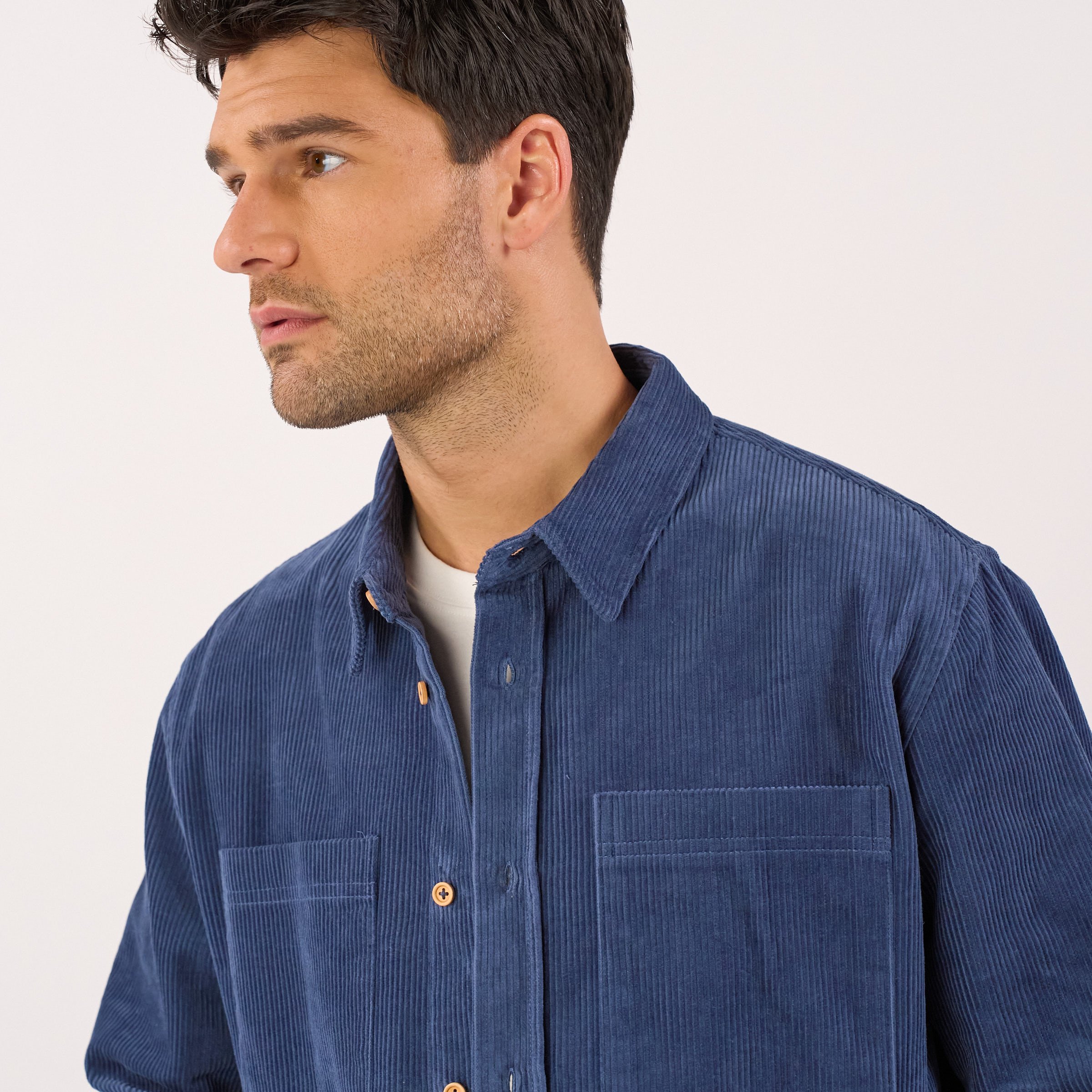 Oversized velvet overshirt | Blue BILLYBELT Men