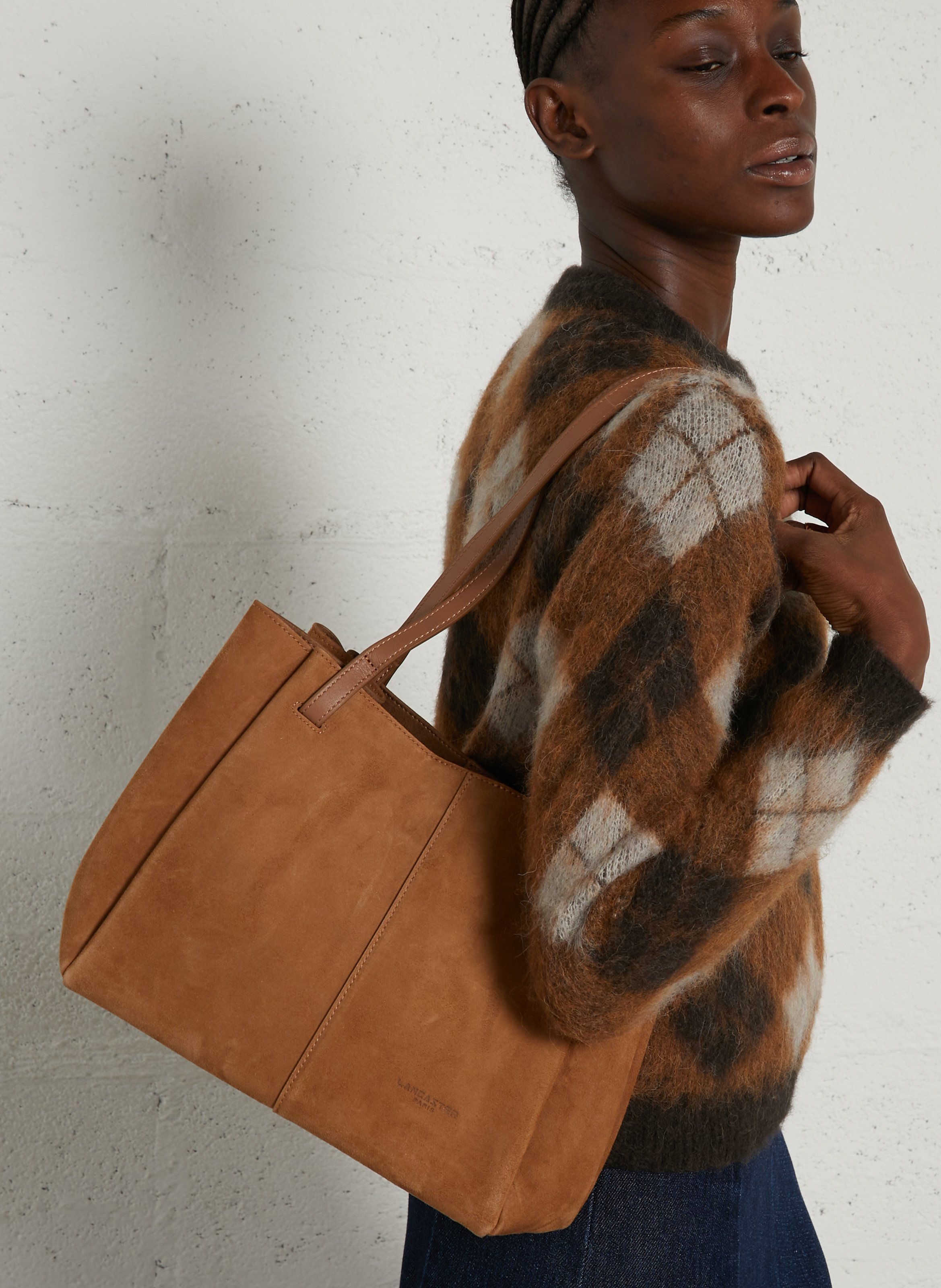 Leather shoulder bag LANCASTER PARIS Brown