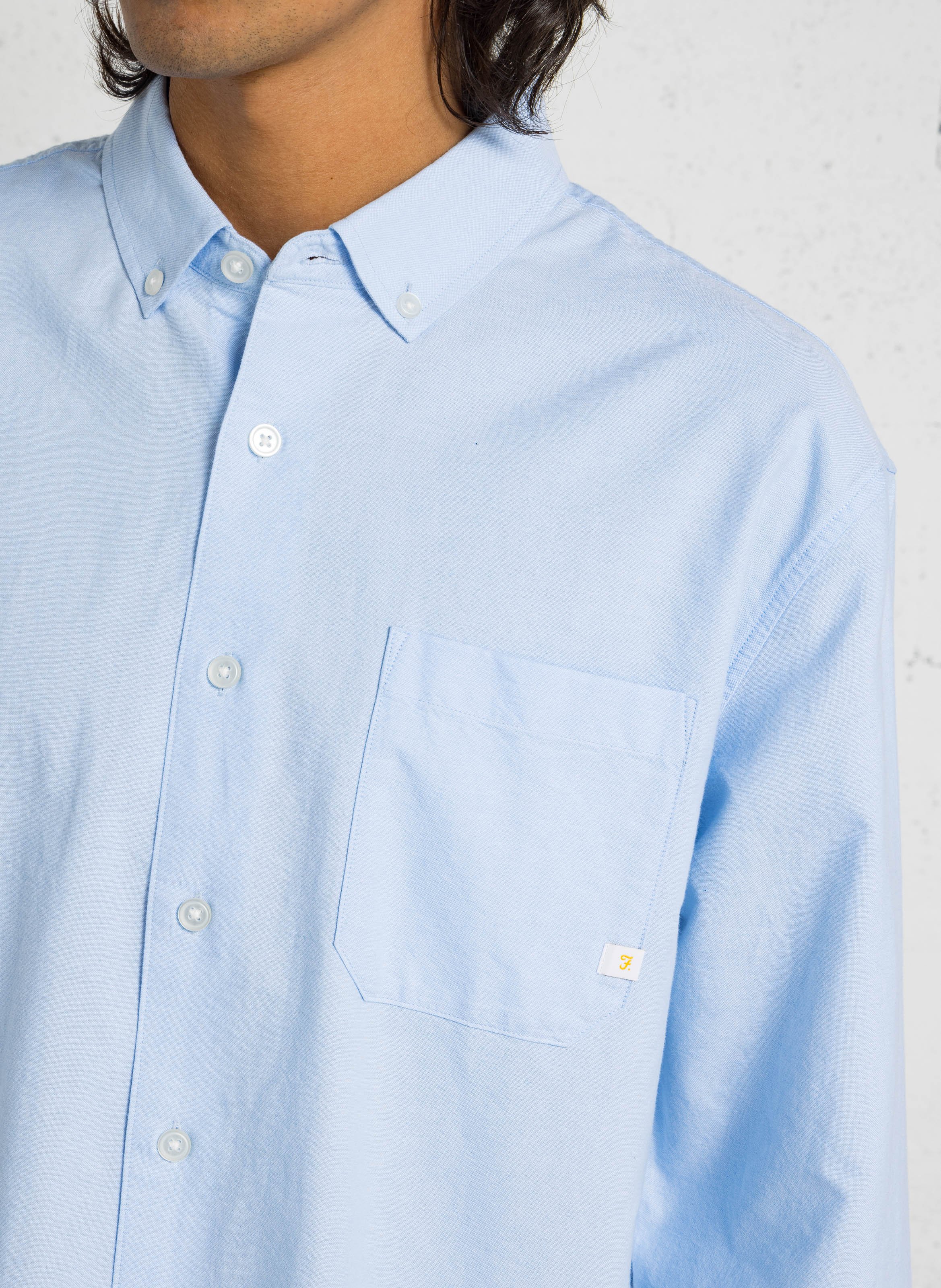 Chemise manches longues en coton biologique FARAH Bleu