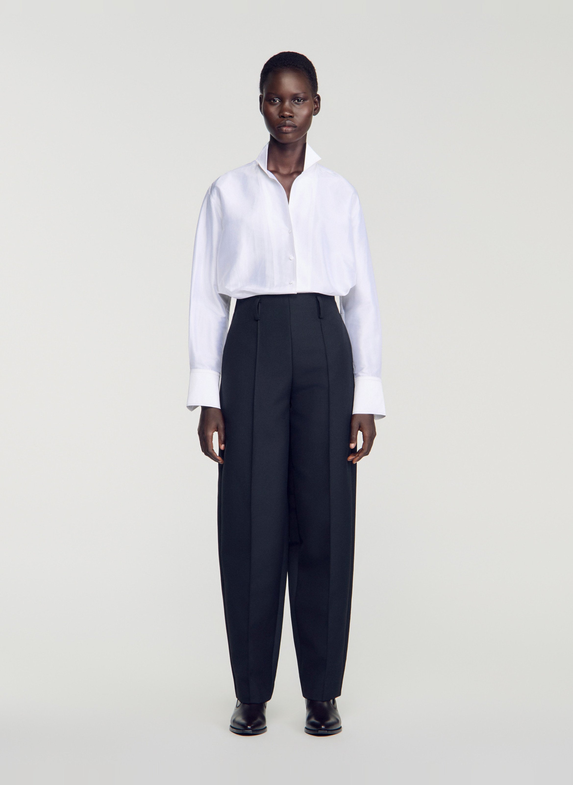 Pantalon taille haute droit uni SANDRO Noir