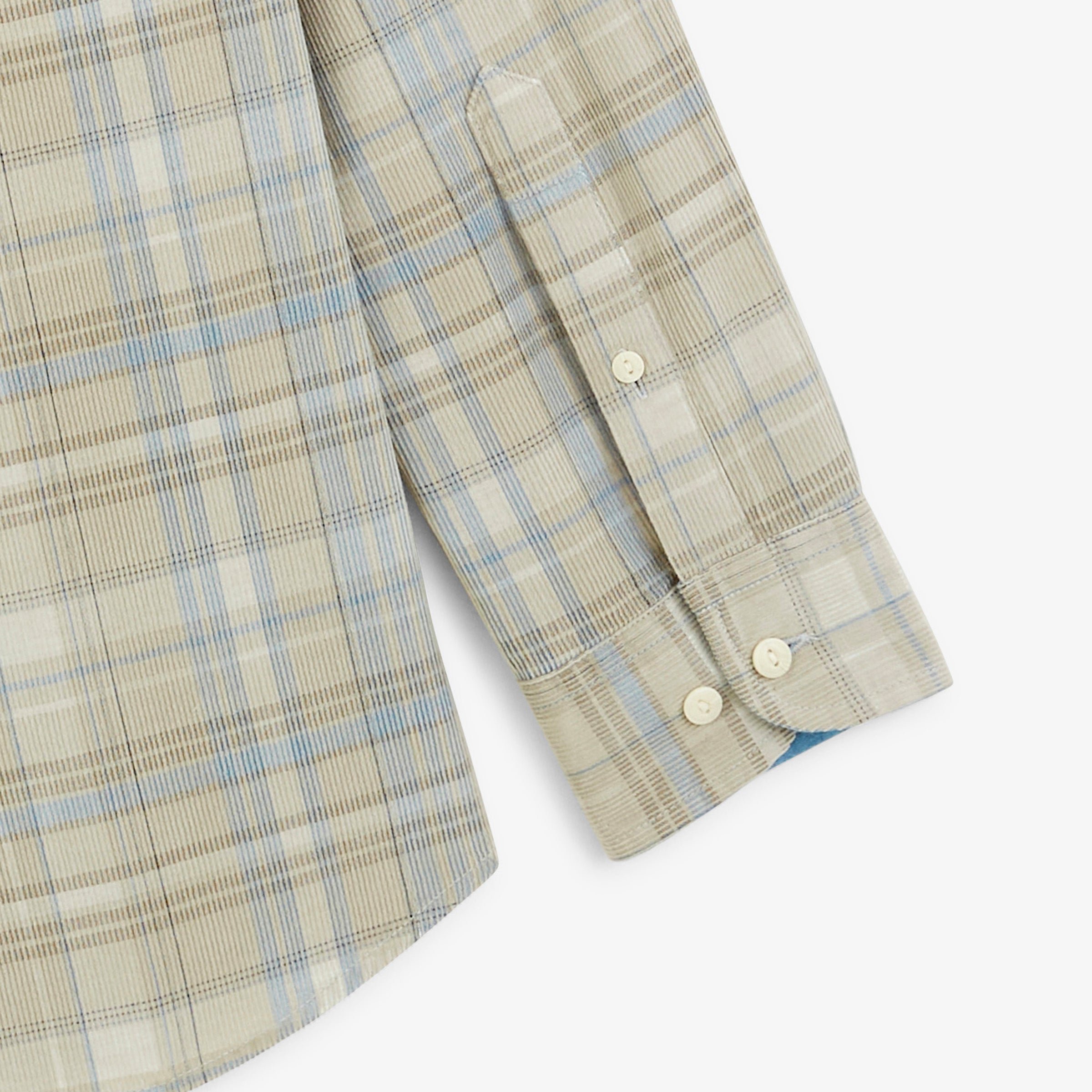 Long-sleeve corduroy shirt in gray checkered feather SERGE BLANCO Grey