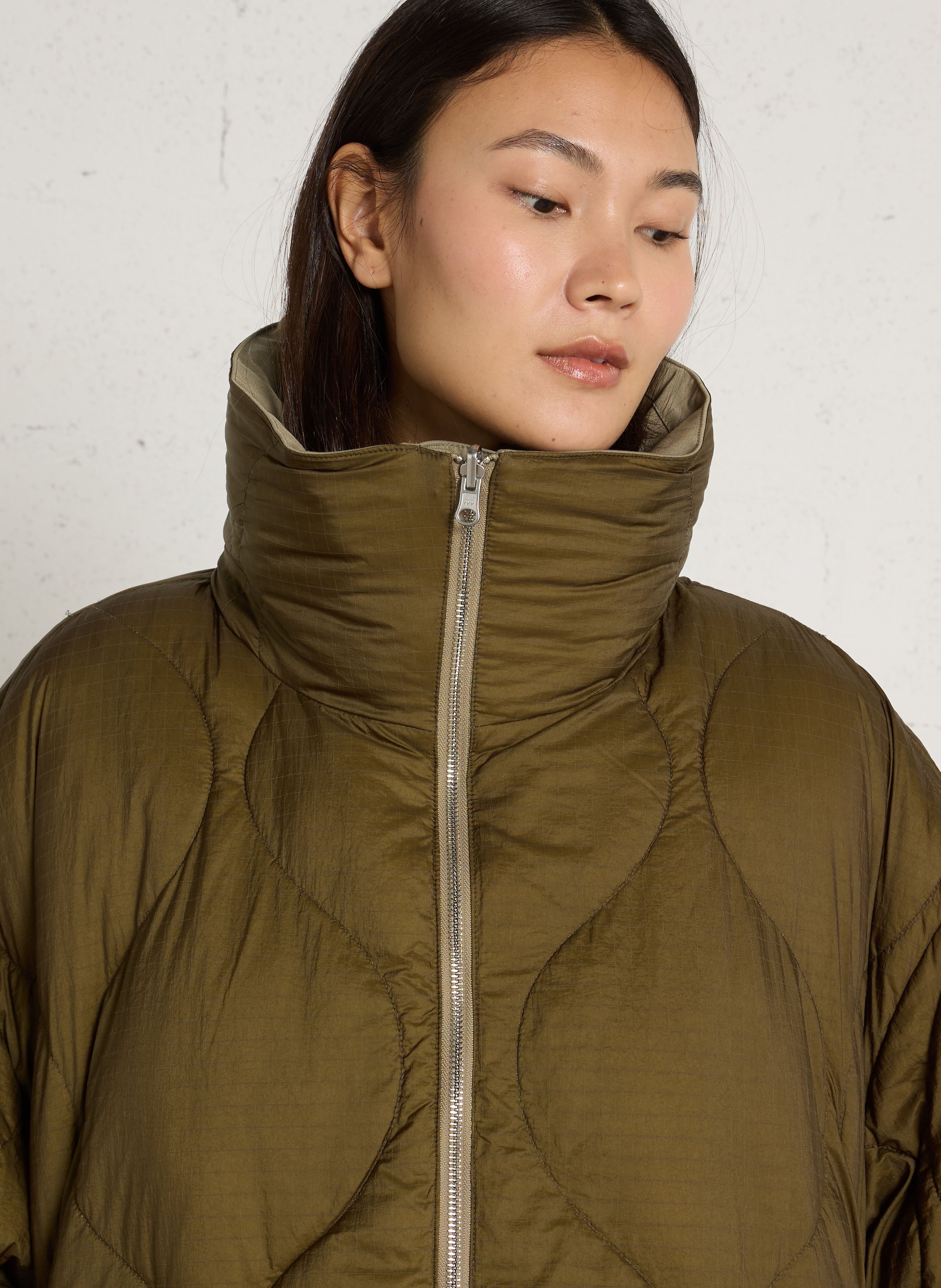 Doudoune ample col montant BELLEROSE Kaki