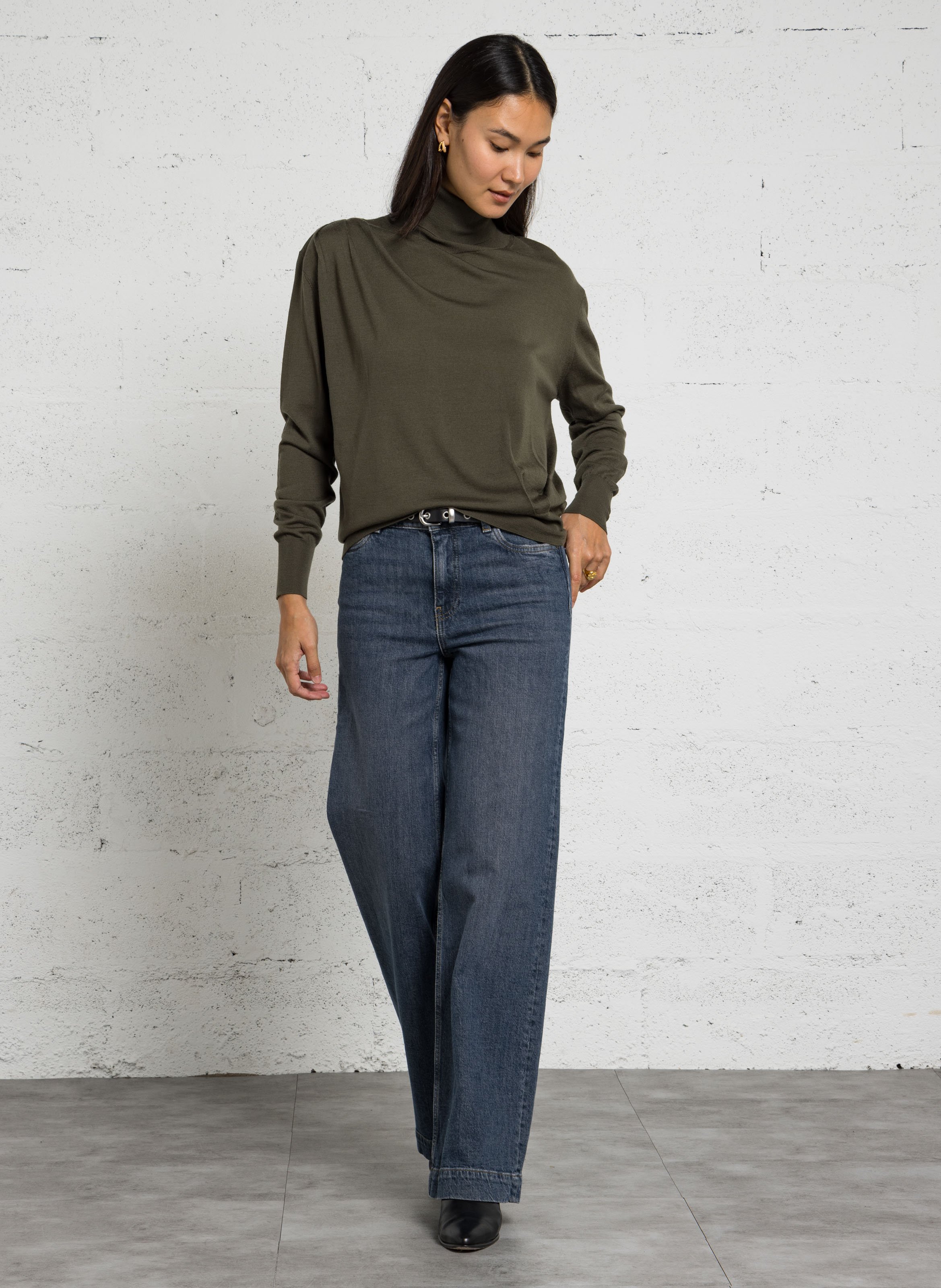 Wool turtleneck sweater | Khaki IKKS Women