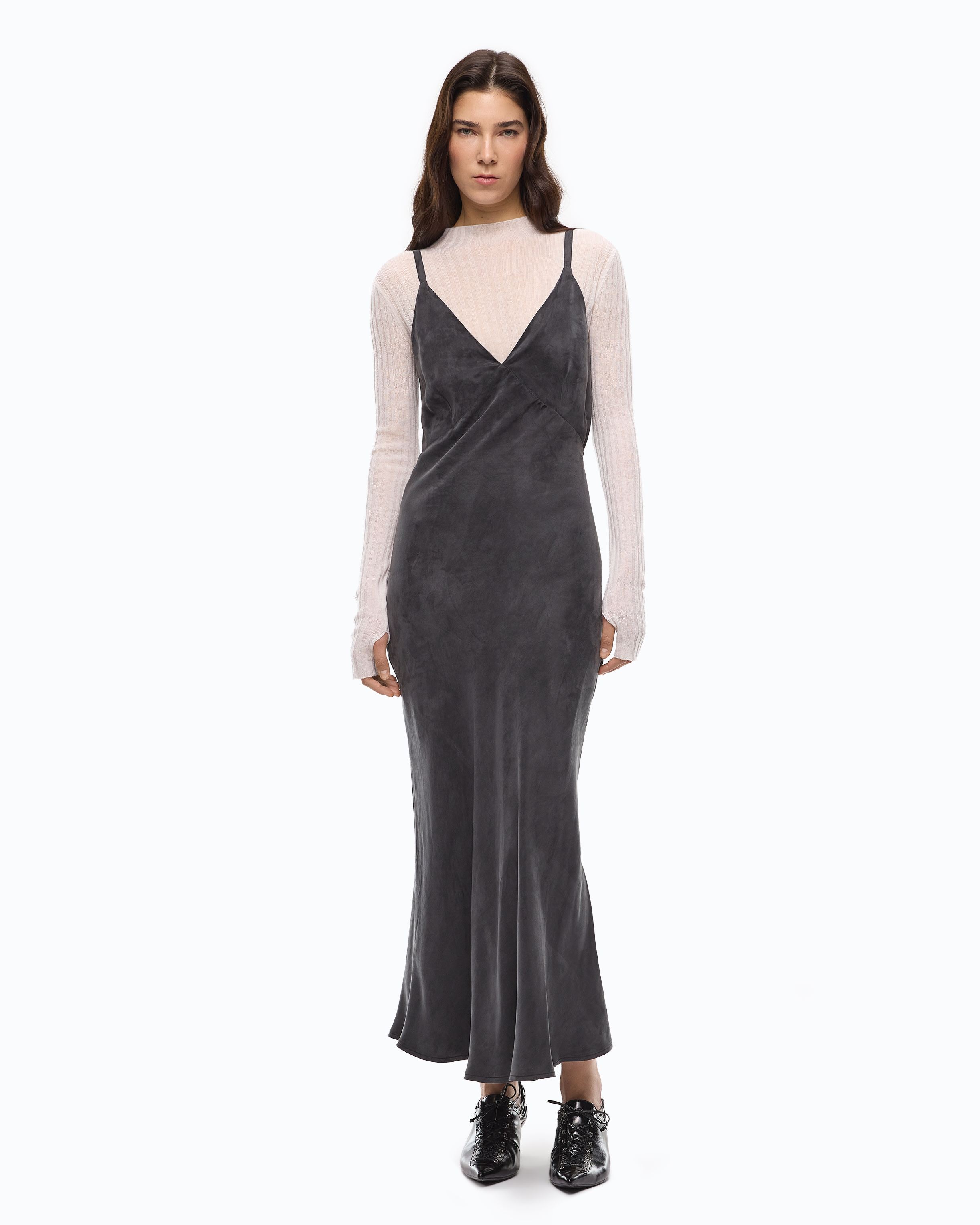Robe longue nuisette avec logo love birds amovible PINKO Noir