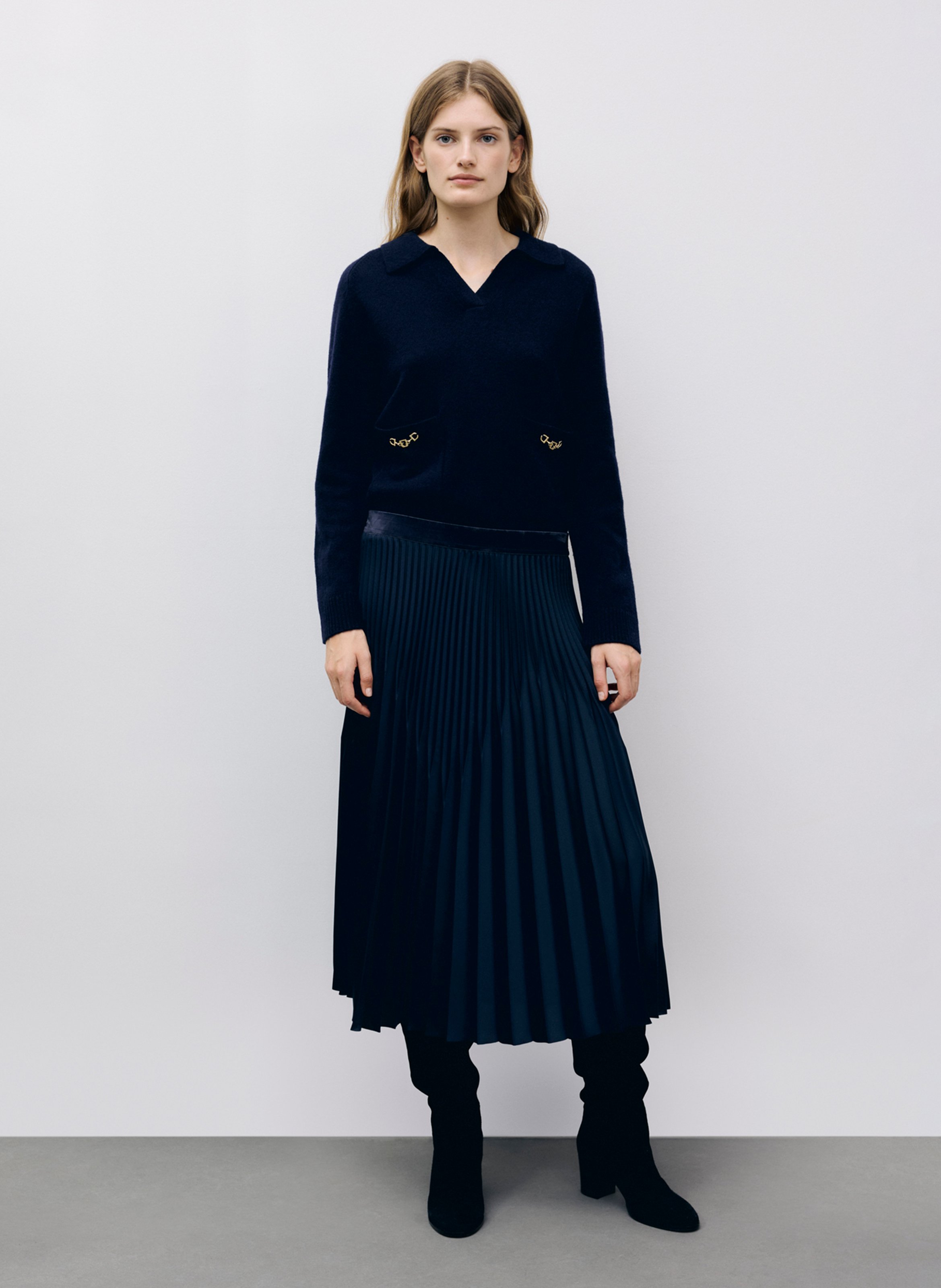 Jupe midi plissée GERARD DAREL Bleu