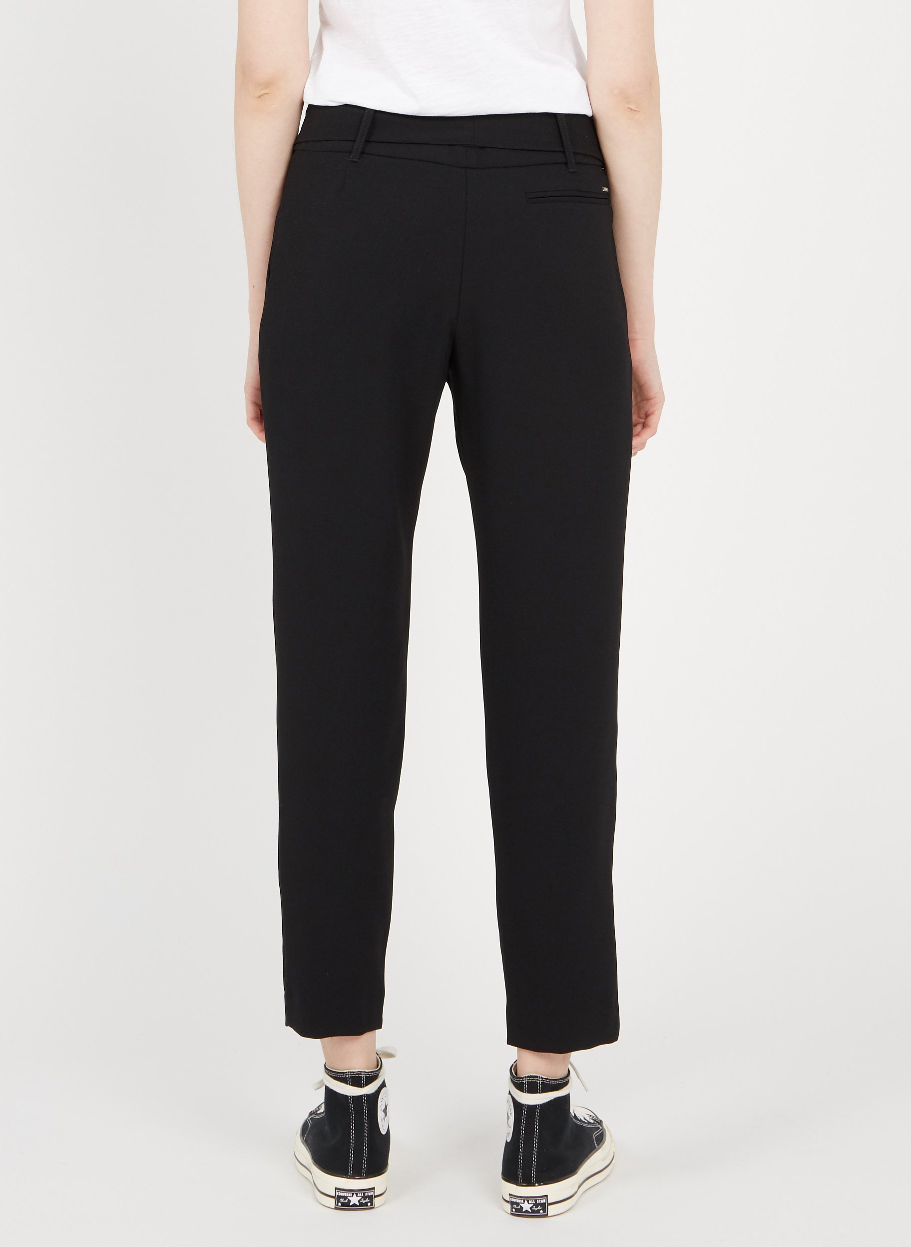 Pantalon carotte taille haute en crêpe IKKS Noir