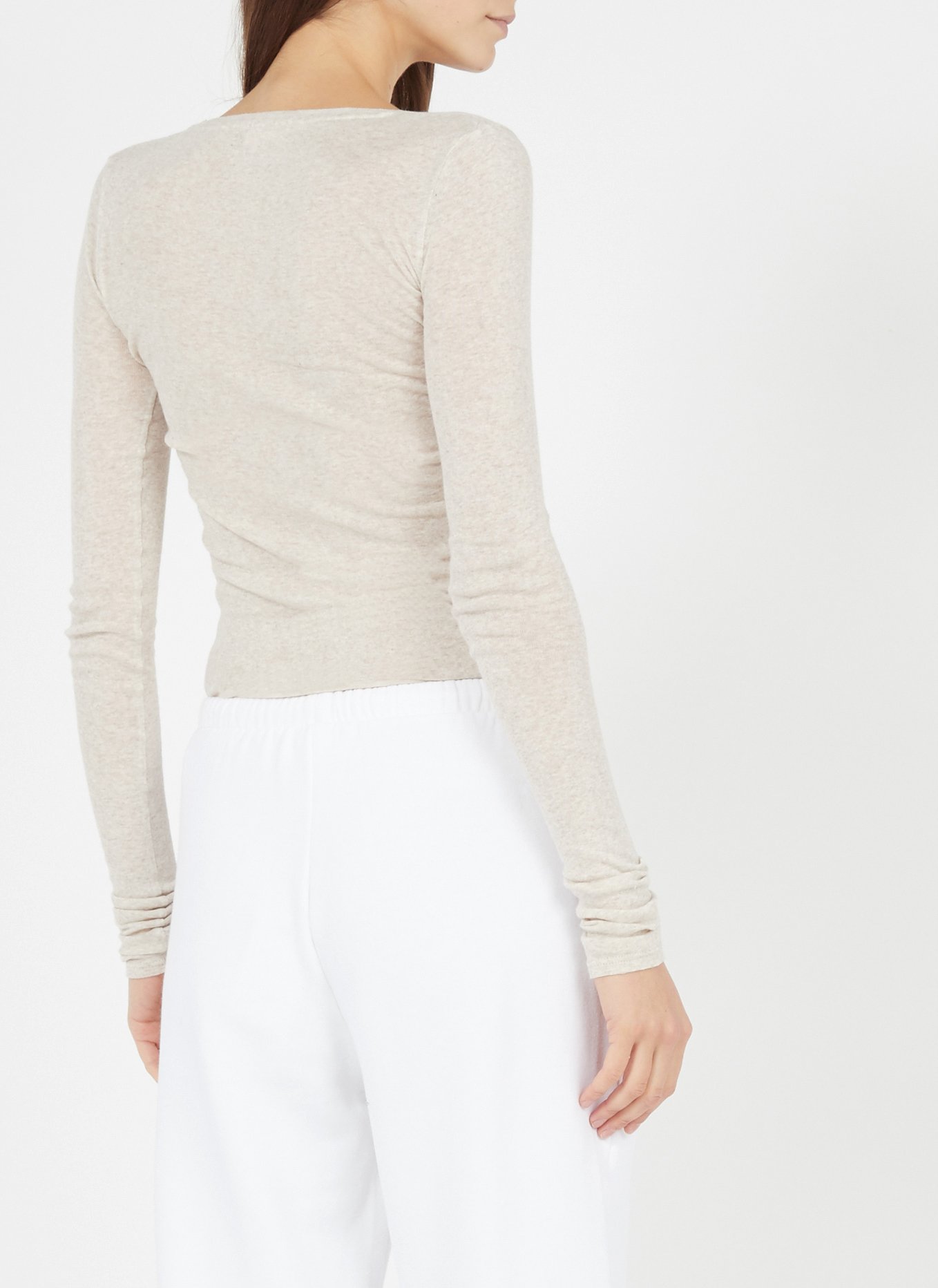 Tee-shirt moulant à col rond en coton AMERICAN VINTAGE Beige