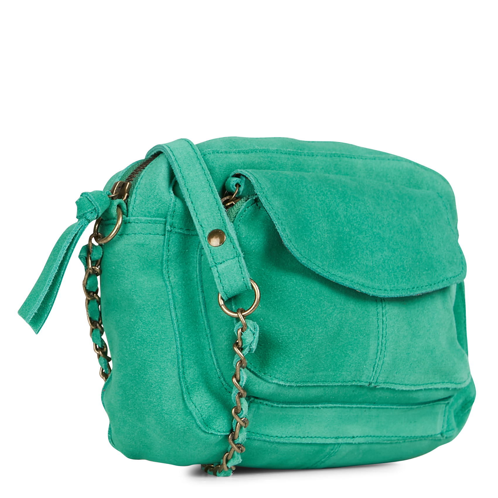 Sac bandoulière en cuir façon serpent PIECES Vert