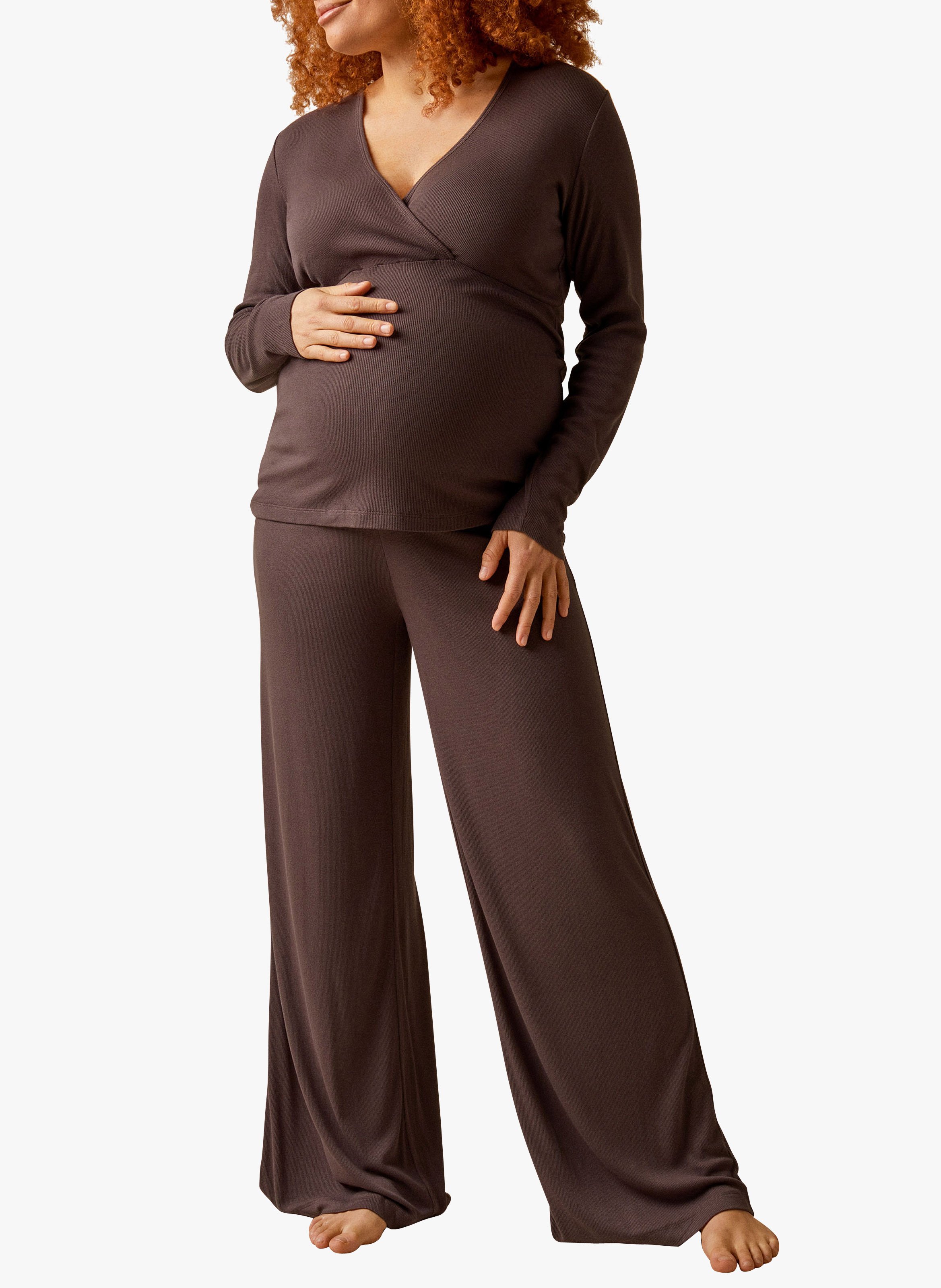 Haut de pyjama de grossesse côtelé BOOB Marron