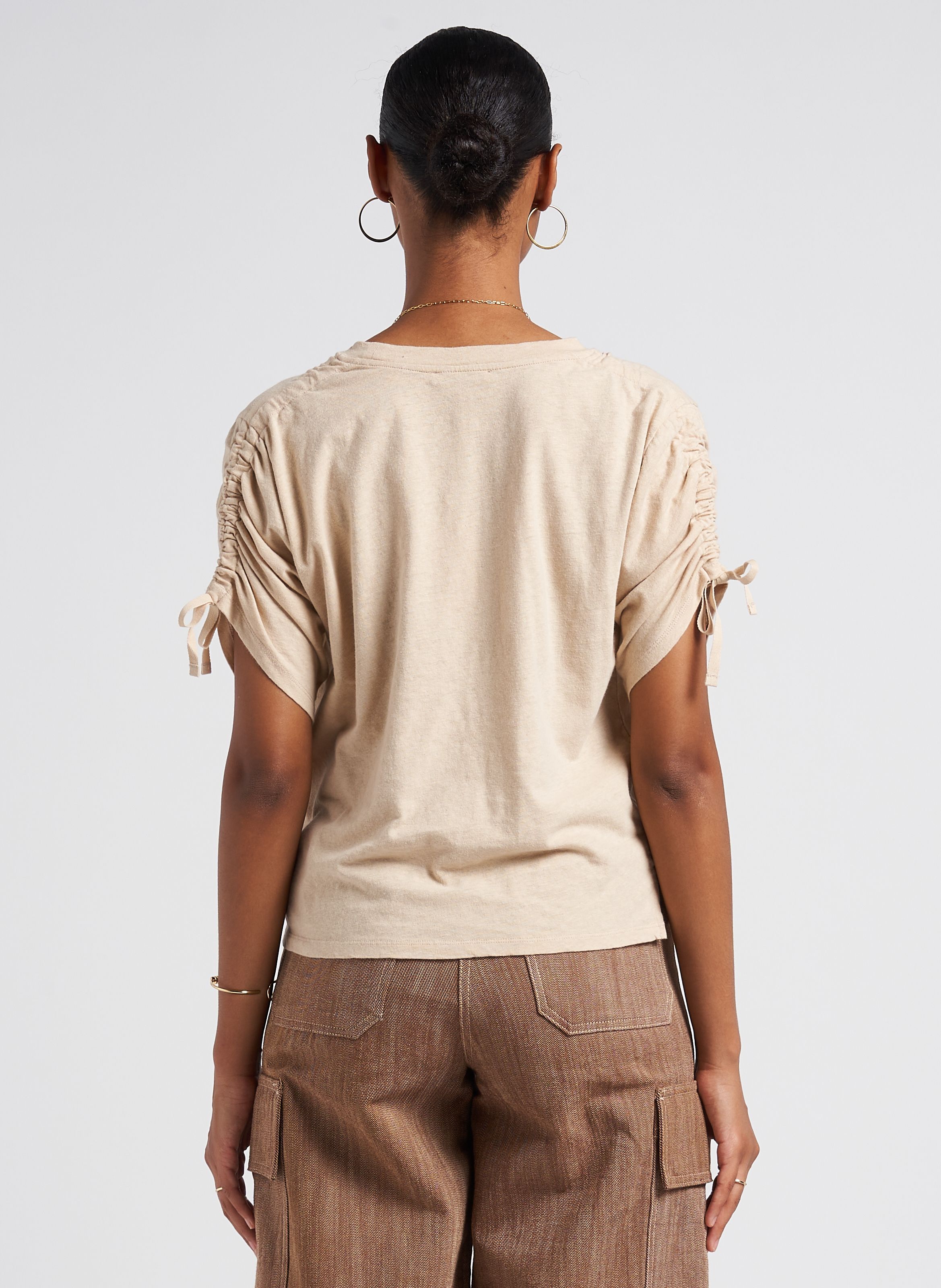 Round neck Cotton And Linen T shirt Sand Sessun Women Place