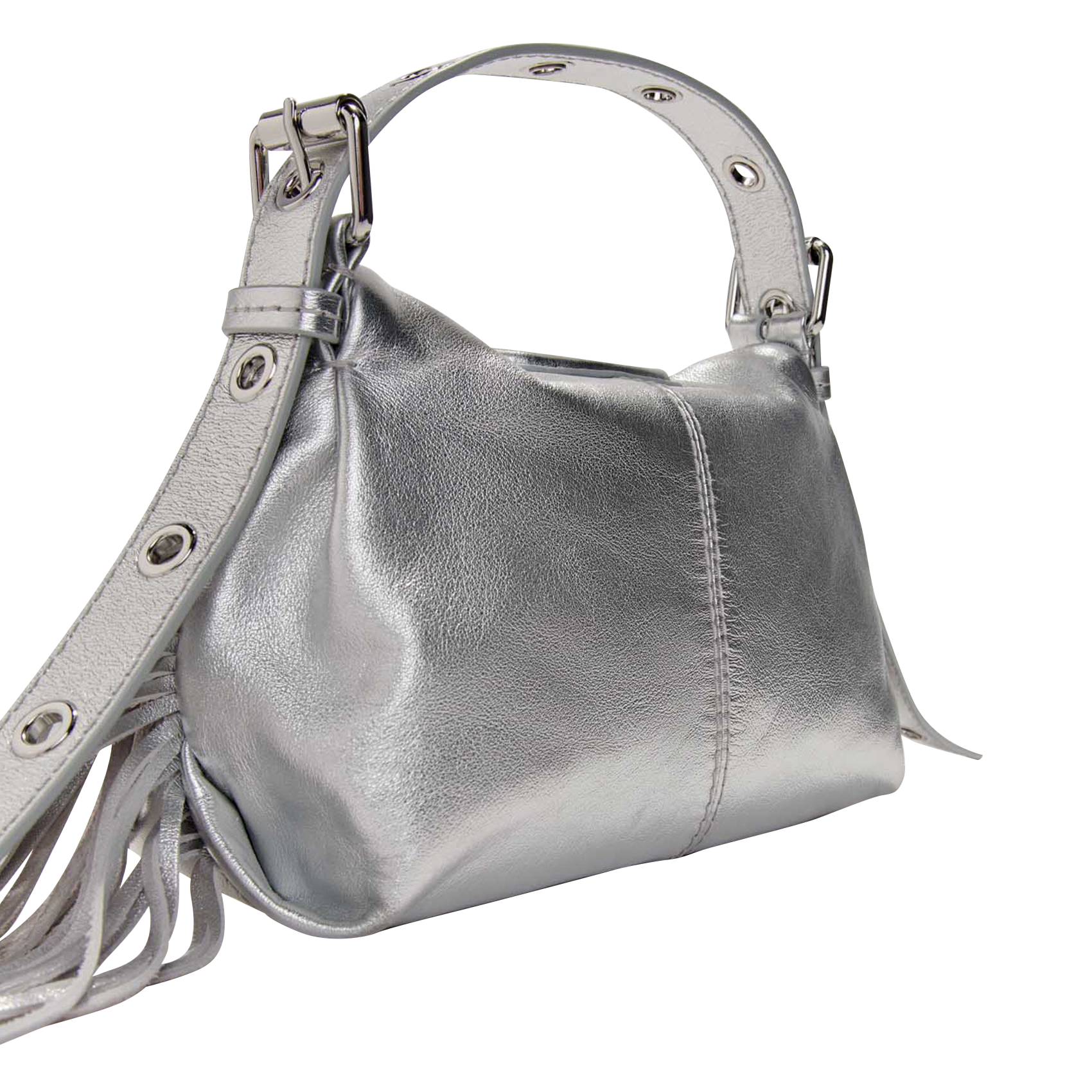 Smooth leather shoulder bag MAJE Silver