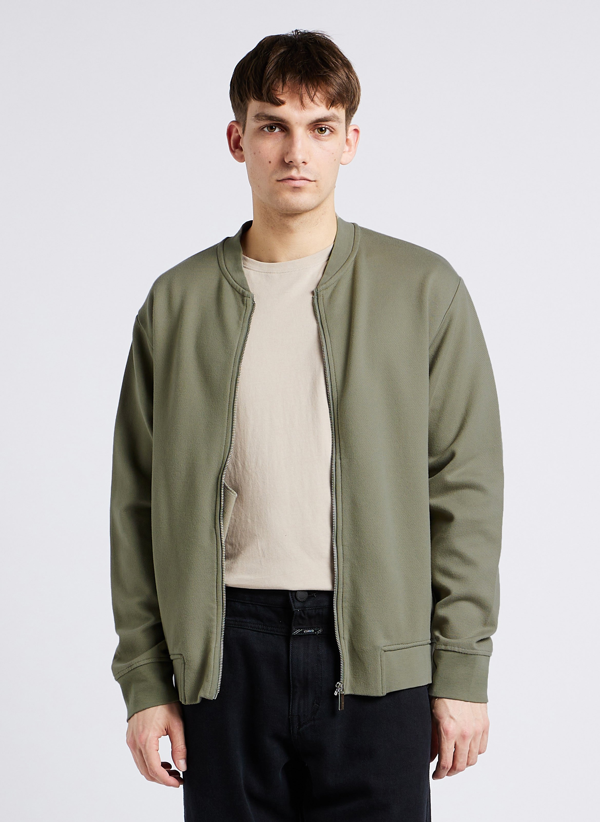 Gilet droit col teddy en coton bio mélangé SELECTED Gris