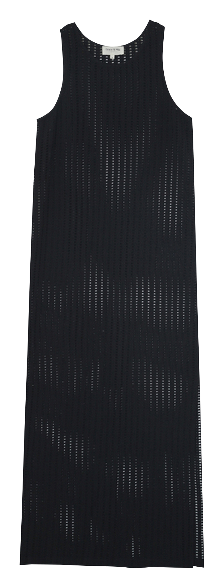 Robe droite ajourée aspect crocheté en coton stretch MUSC Noir