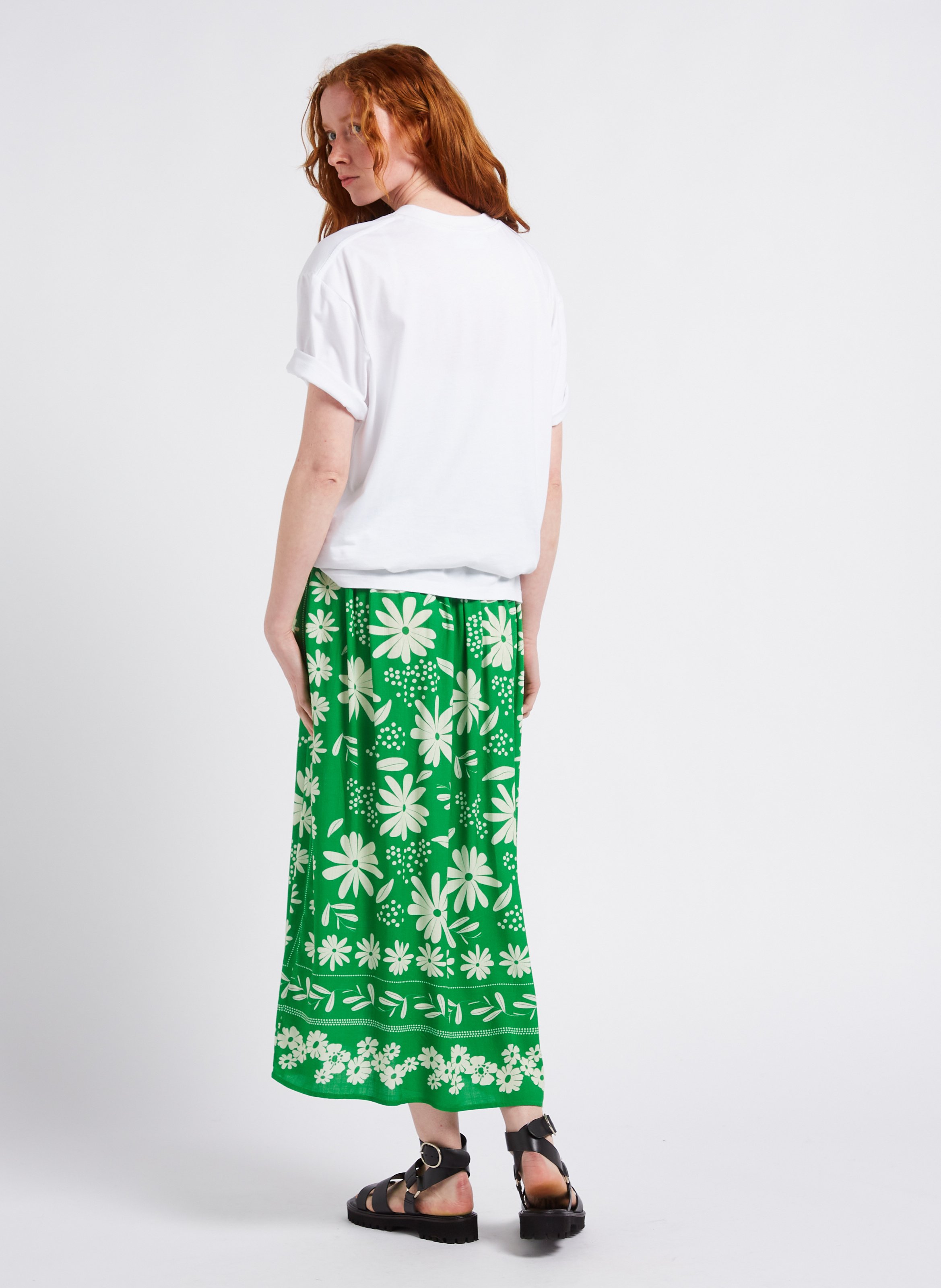 Gerade geschnittener Maxirock mit Print Grun