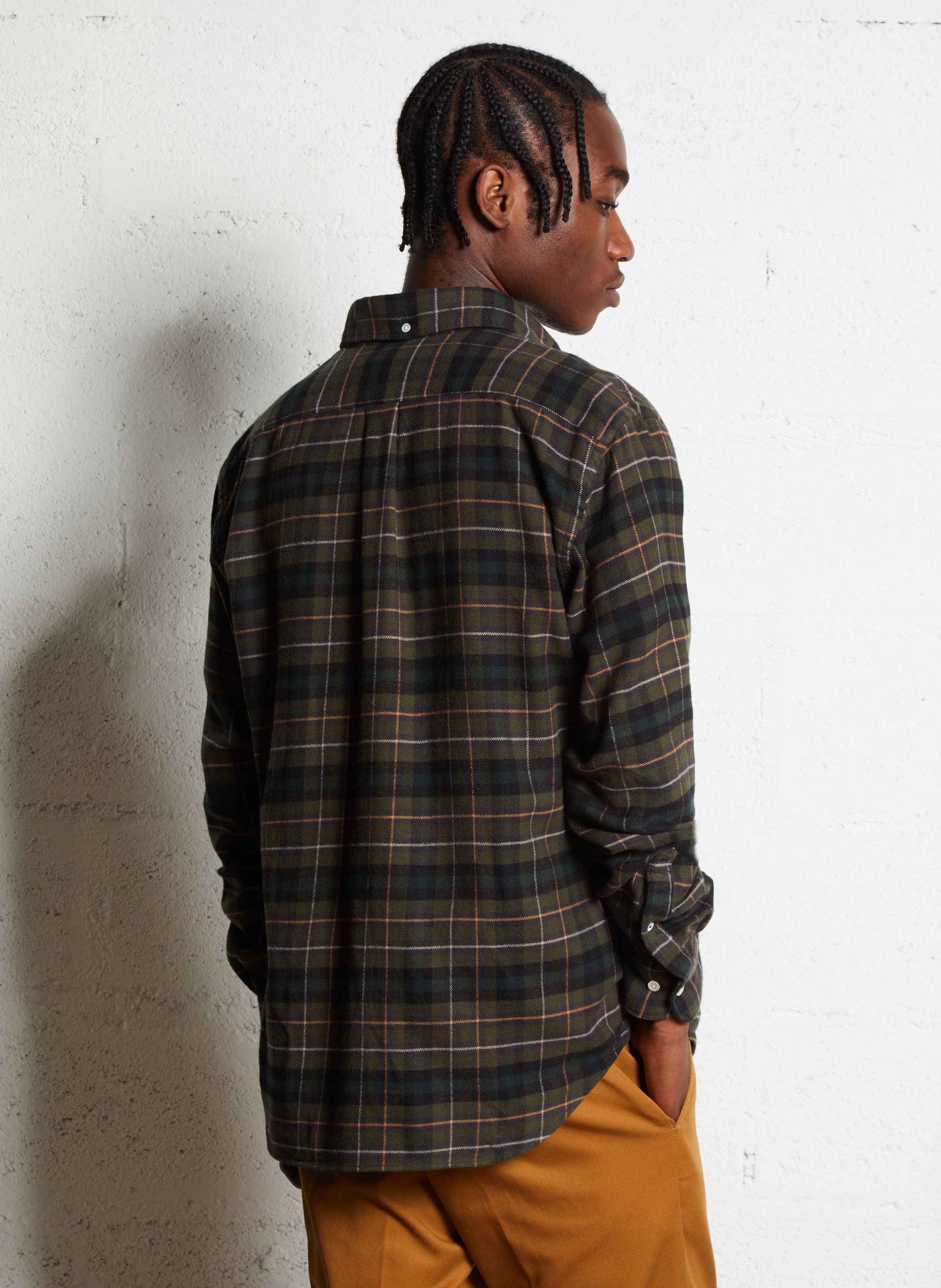 Straight printed cotton shirt with classic collar HARTFORD Green