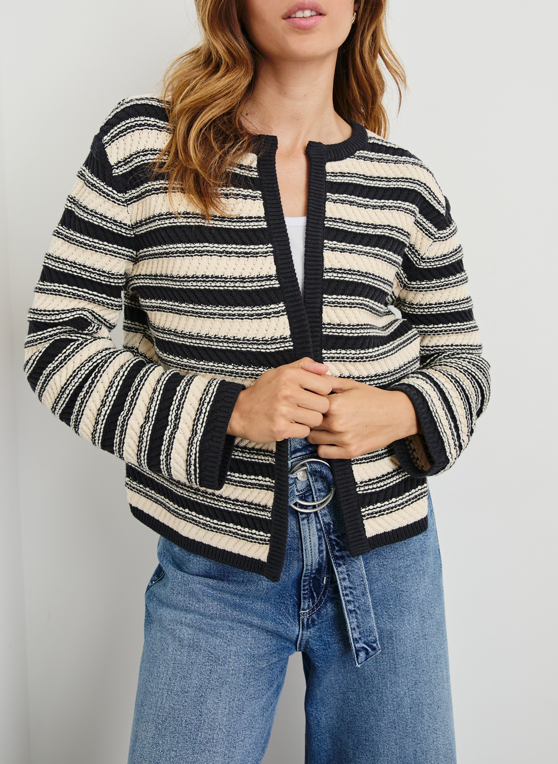 Gilet col rond en coton mélangé RAILS Multicolore