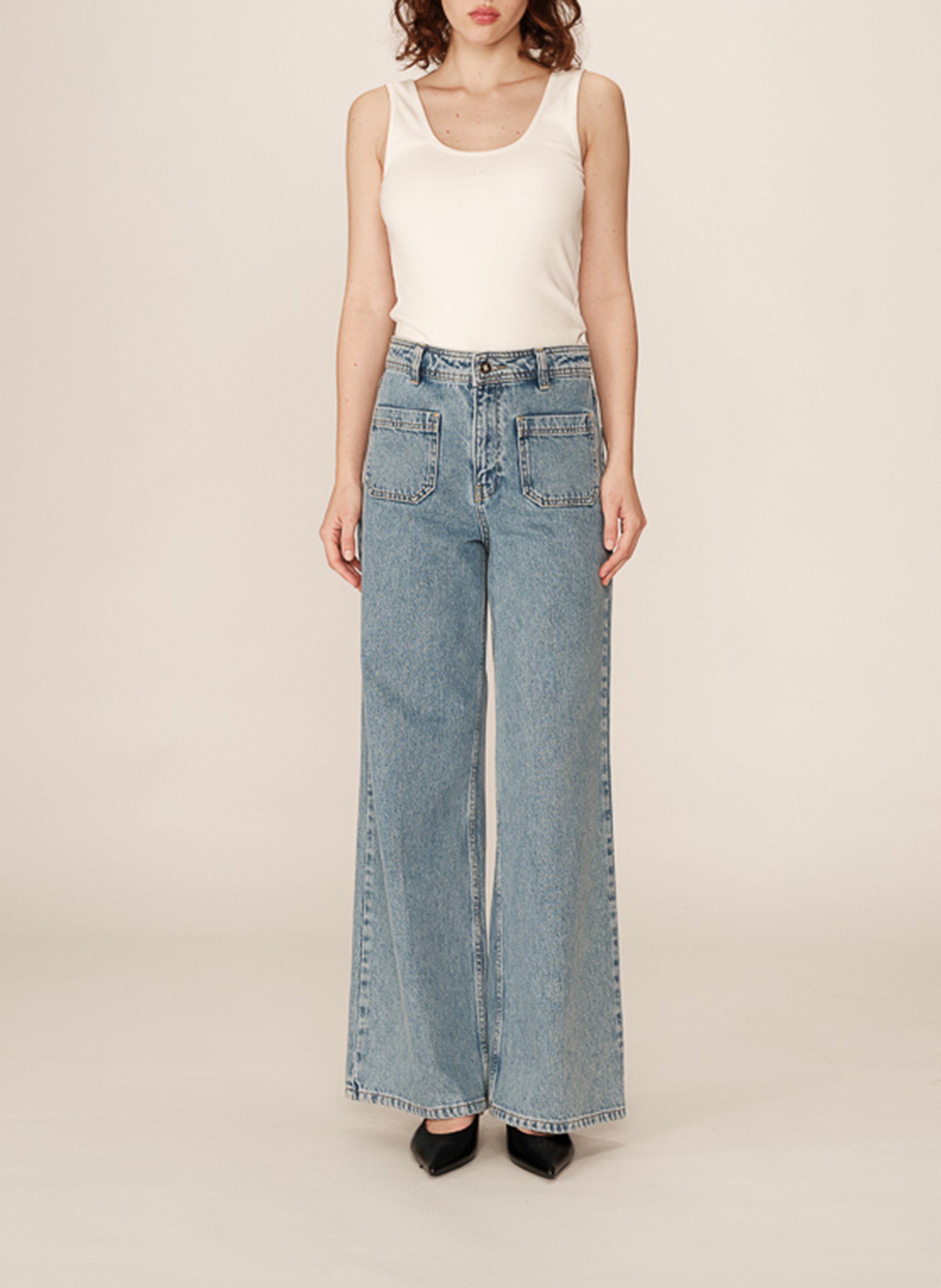 Straight leg wide leg jeans GRACE ET MILA Blue