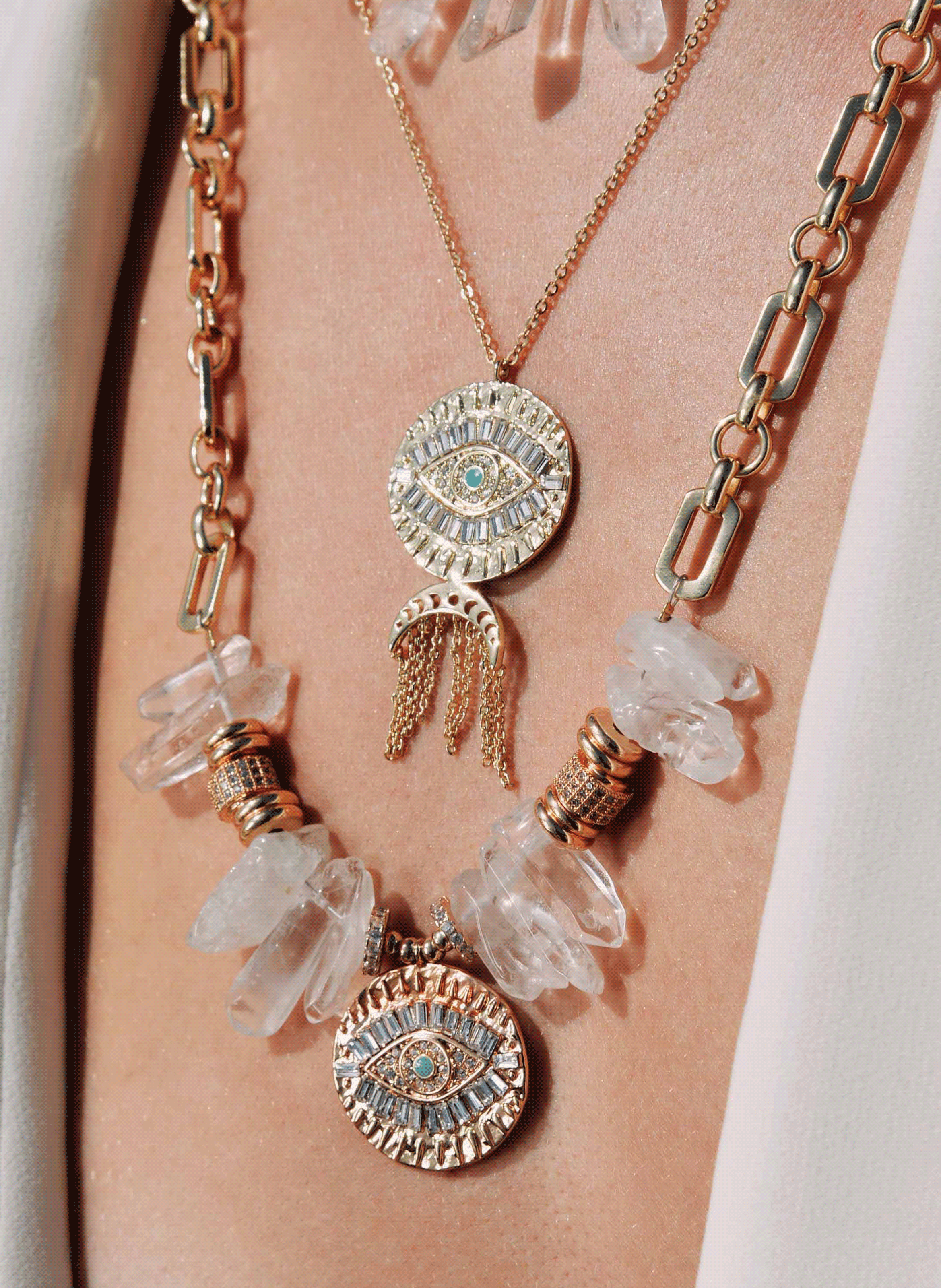 Chain necklace with stones and pendant HIPANEMA Golden