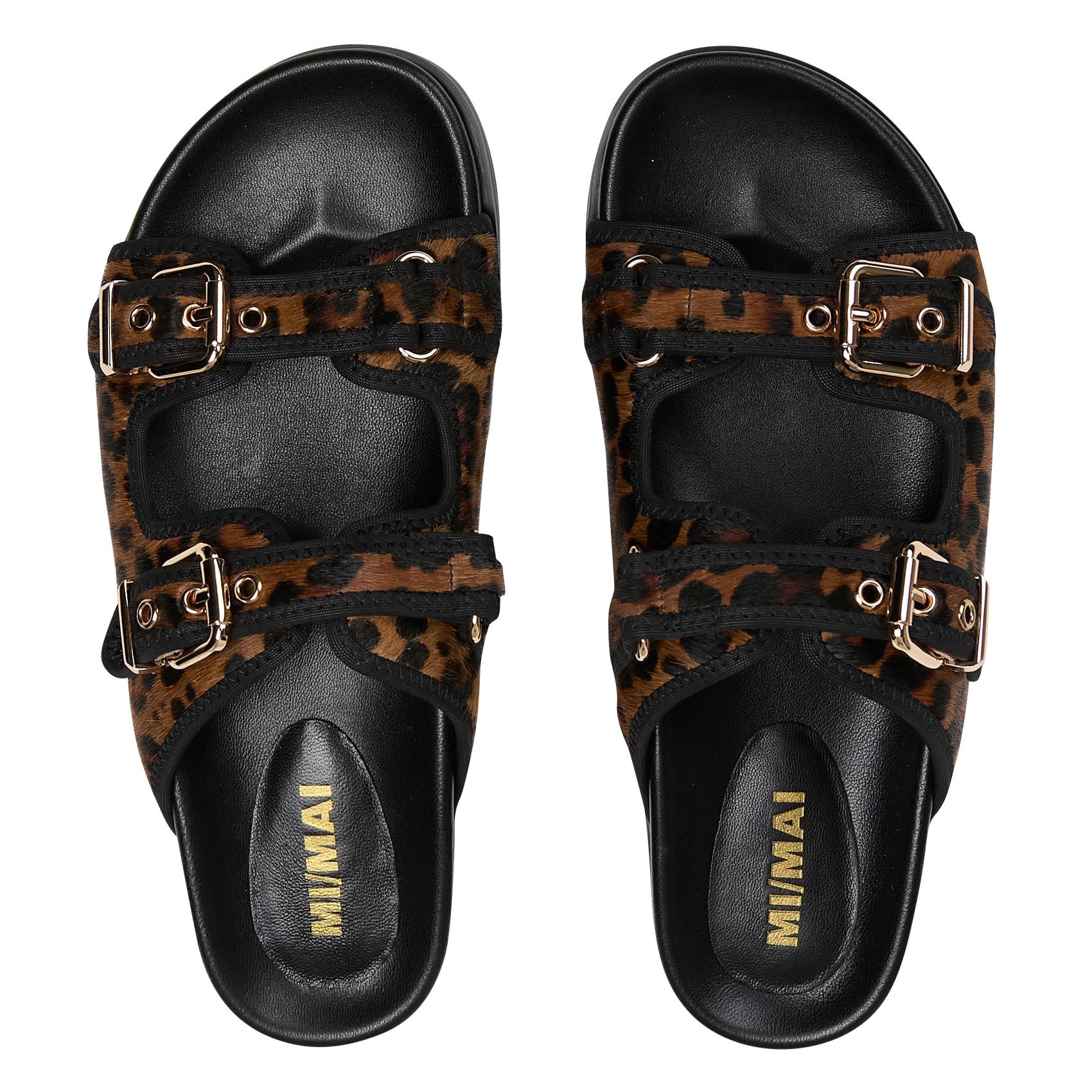 Sandales plates en cuir imprimé MI/MAI Multicolore