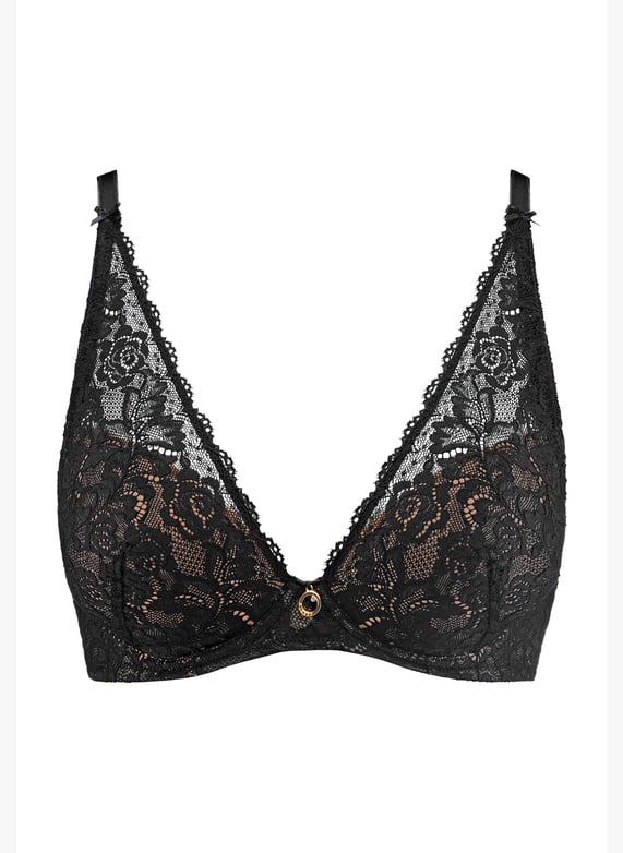 A Fleur De Toi scarf-style plunge bra | Black by AUBADE A Fleur De Toi scarf-style plunge bra Black