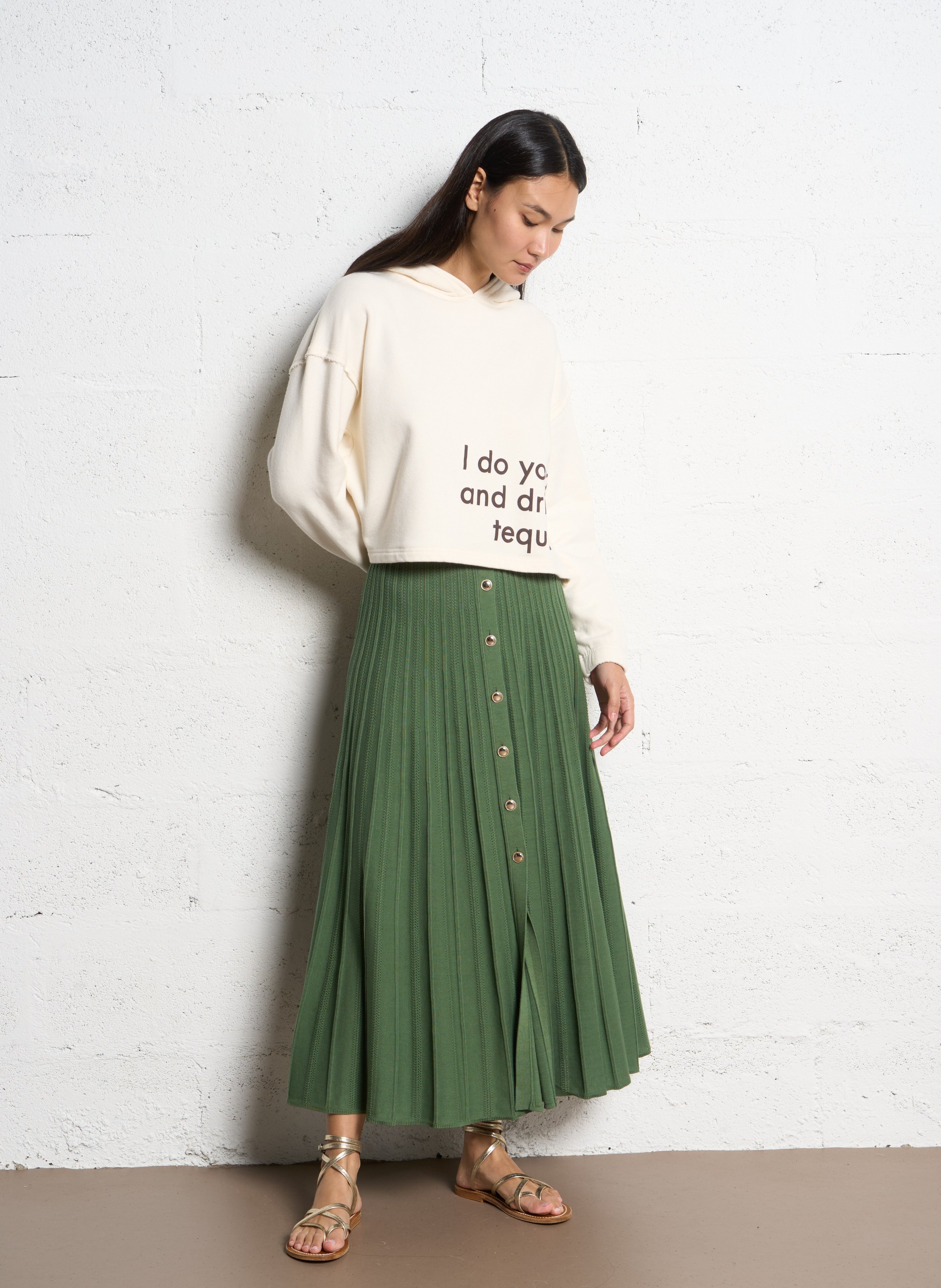 Sweat droit en coton mélangé BA&SH Beige