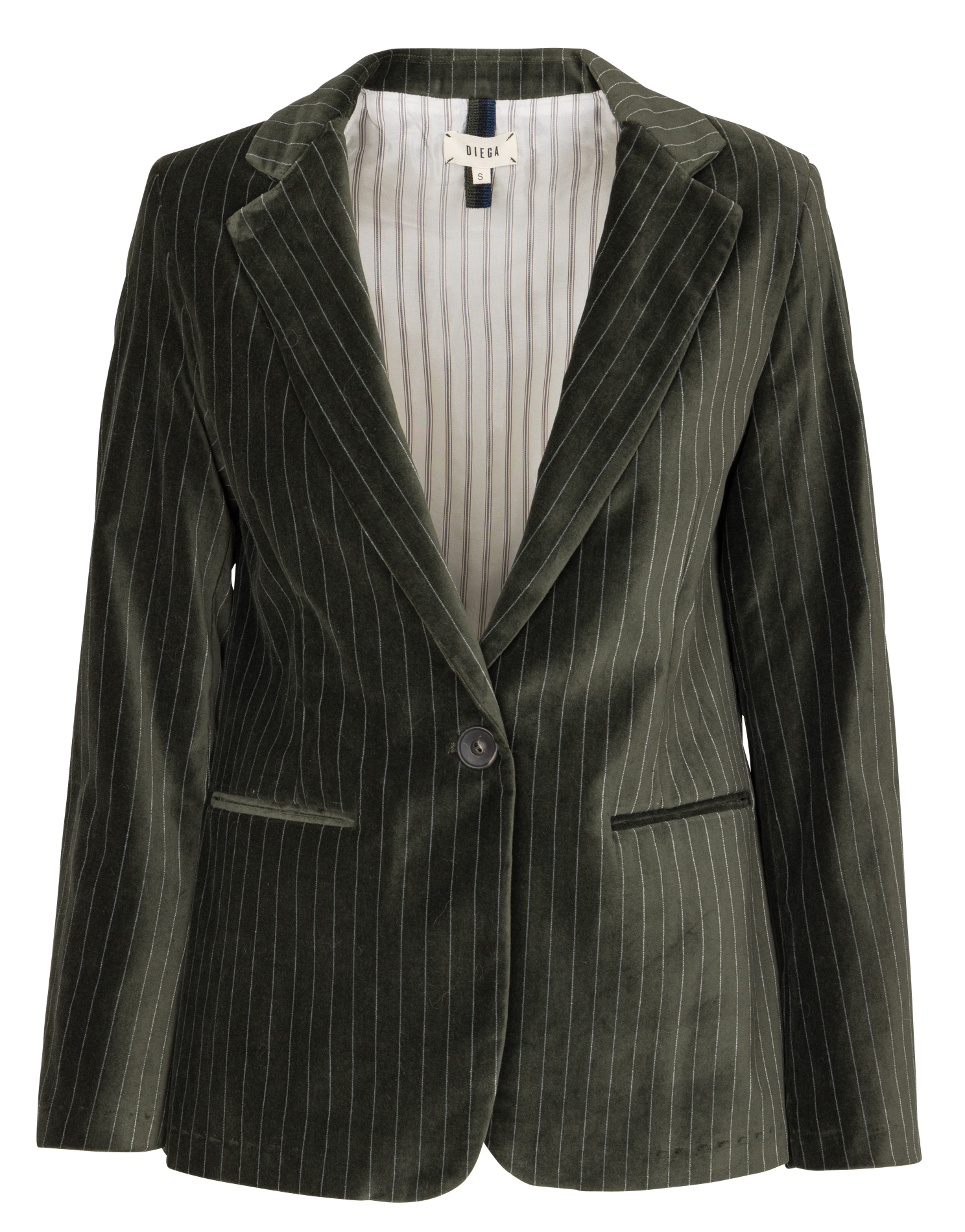 Veste tailleur à rayures en velours DIEGA Vert