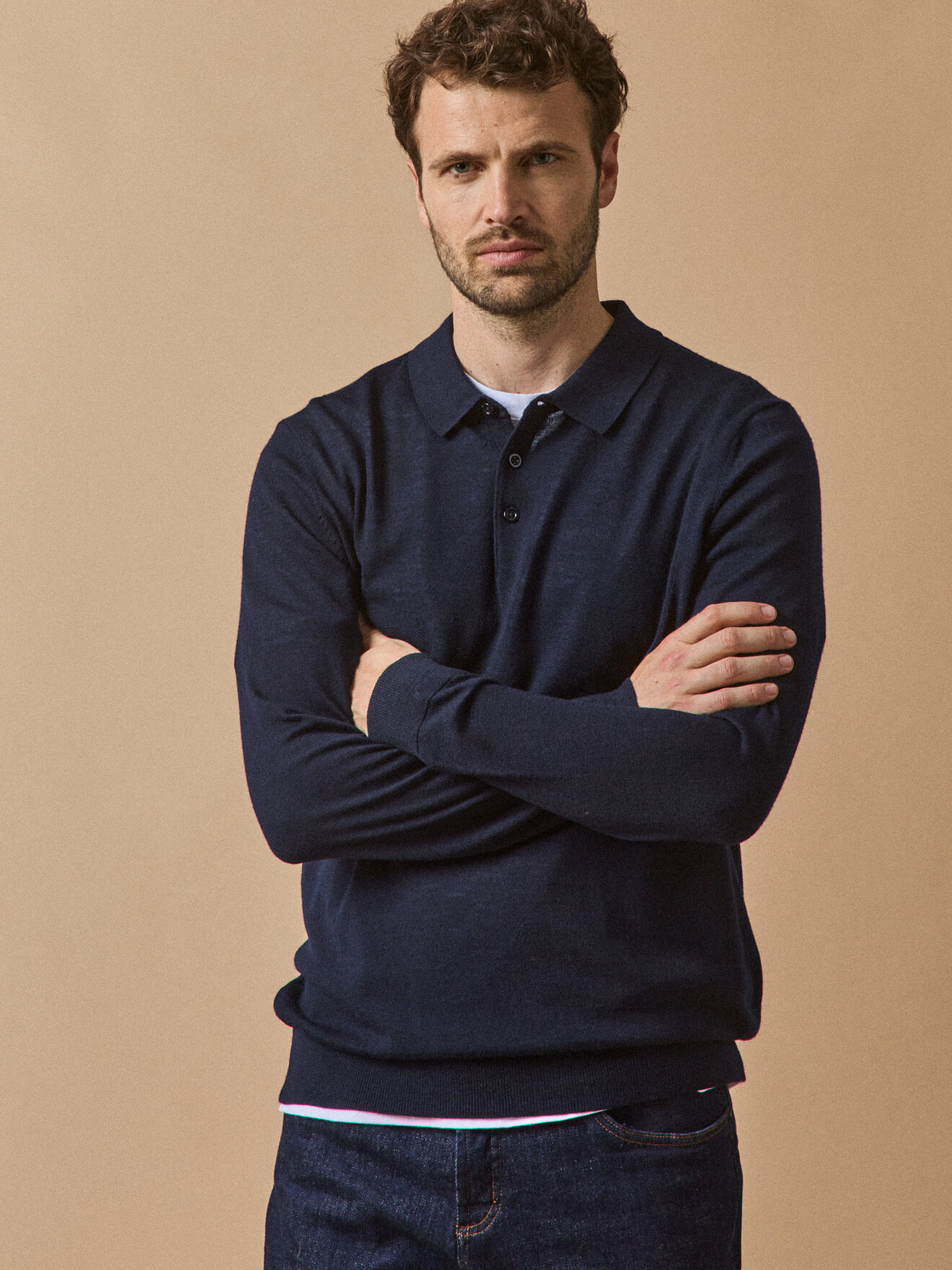 Fine merino wool polo neck sweater CYRILLUS Blue