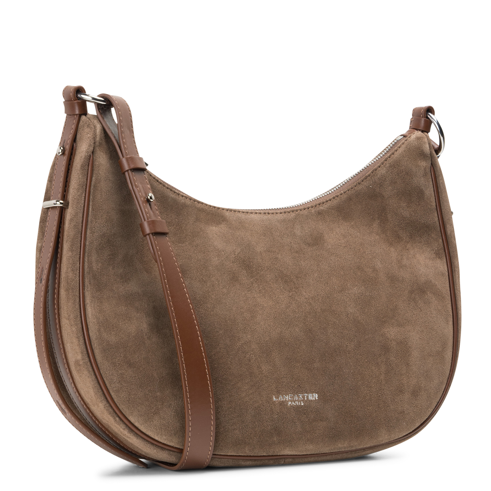 Buideltas van getextureerd leer met veters LANCASTER PARIS Bruin