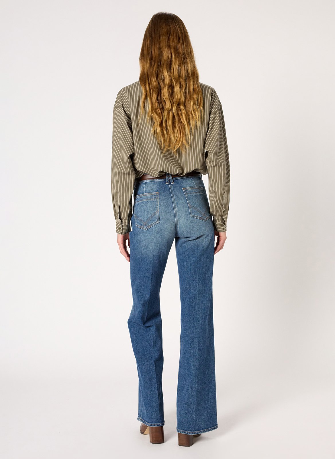 Jean flare taille haute en coton mélangé GERARD DAREL Bleu