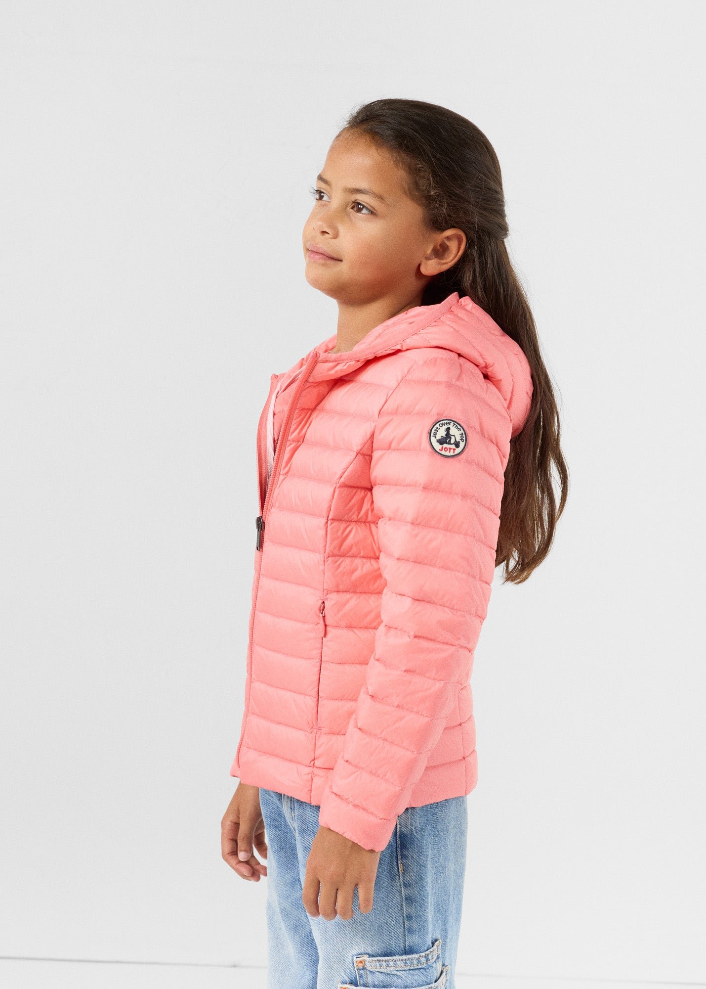 Carla lightweight hooded children's down jacket JOTT Pink