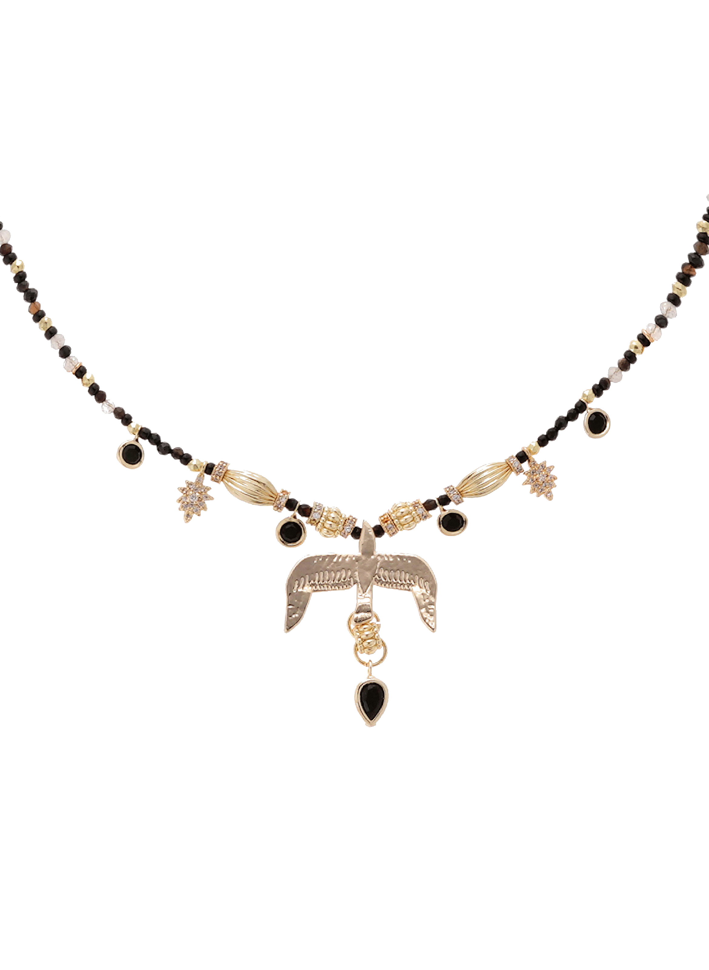 Pearl necklace with eagle pendant HIPANEMA Black