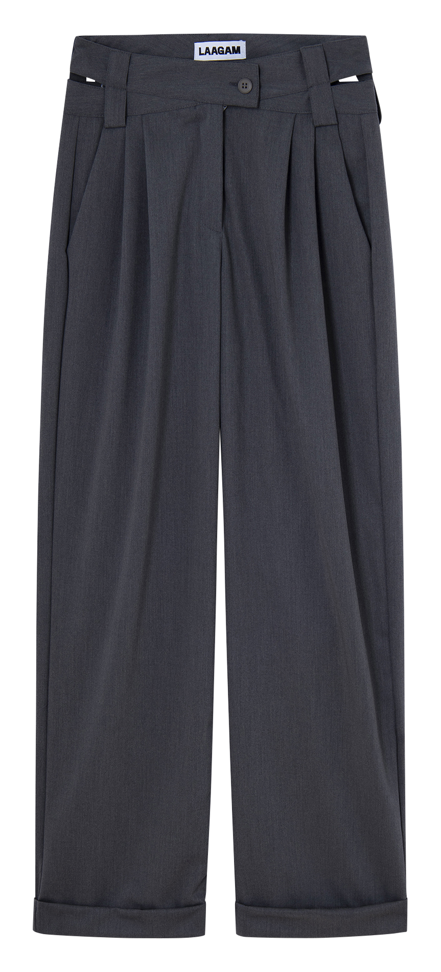 High-waisted straight pleated pants LAAGAM Silver