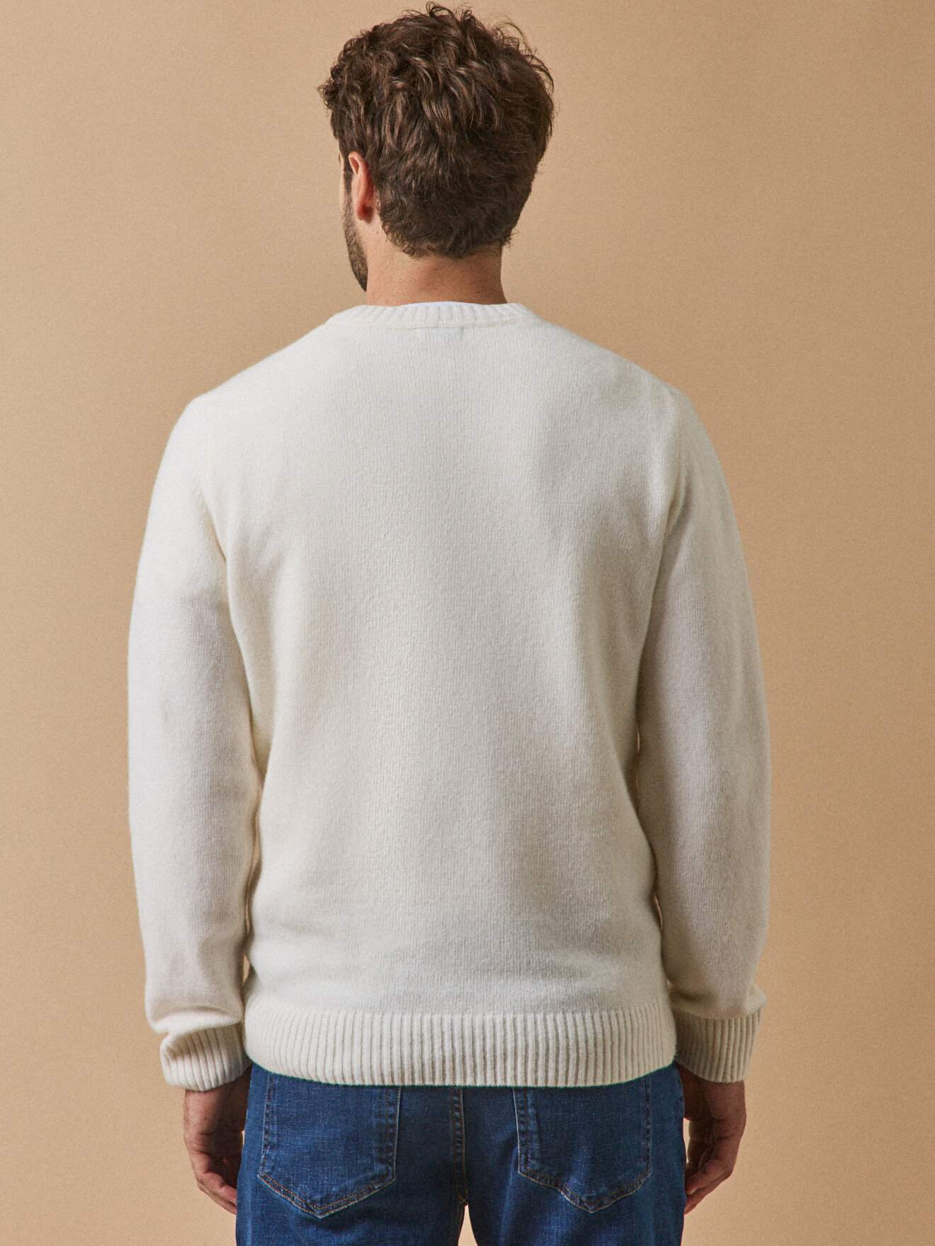 Round neck wool blend sweater CYRILLUS White