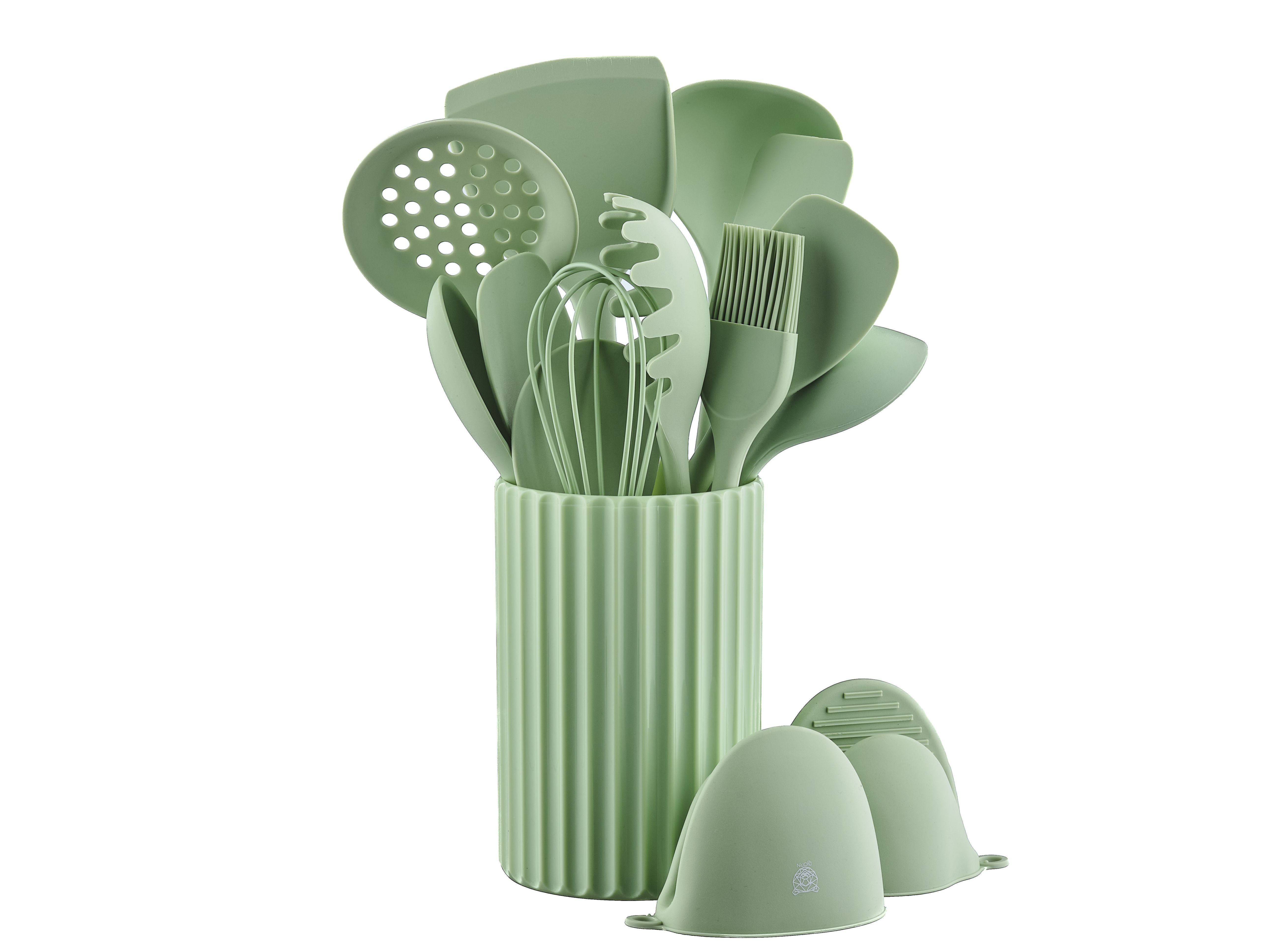 Ivar Silicone Kitchen Utensil Set - 15 Pieces BJORN Green