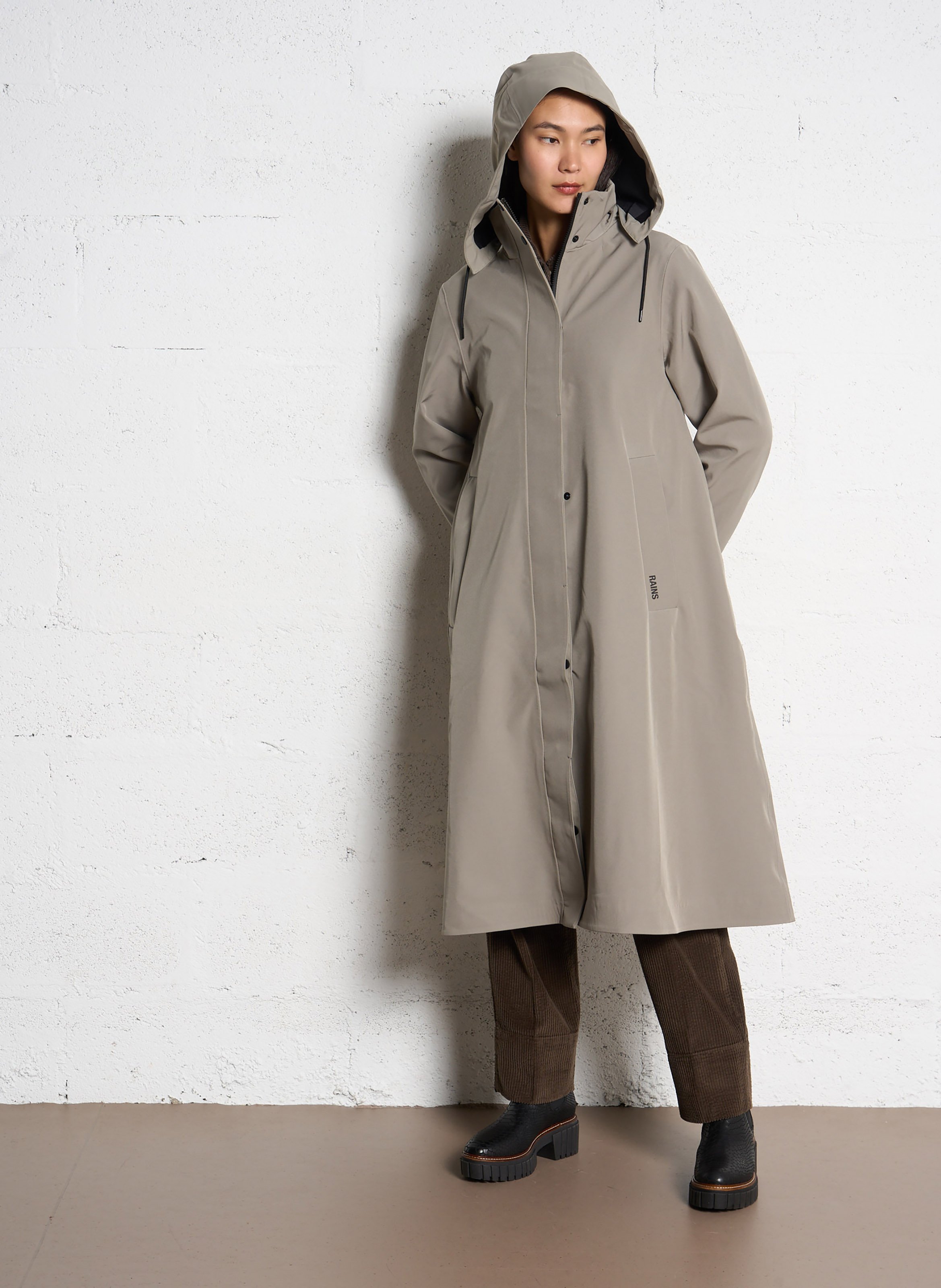 Oversized parka with high neck RAINS Green