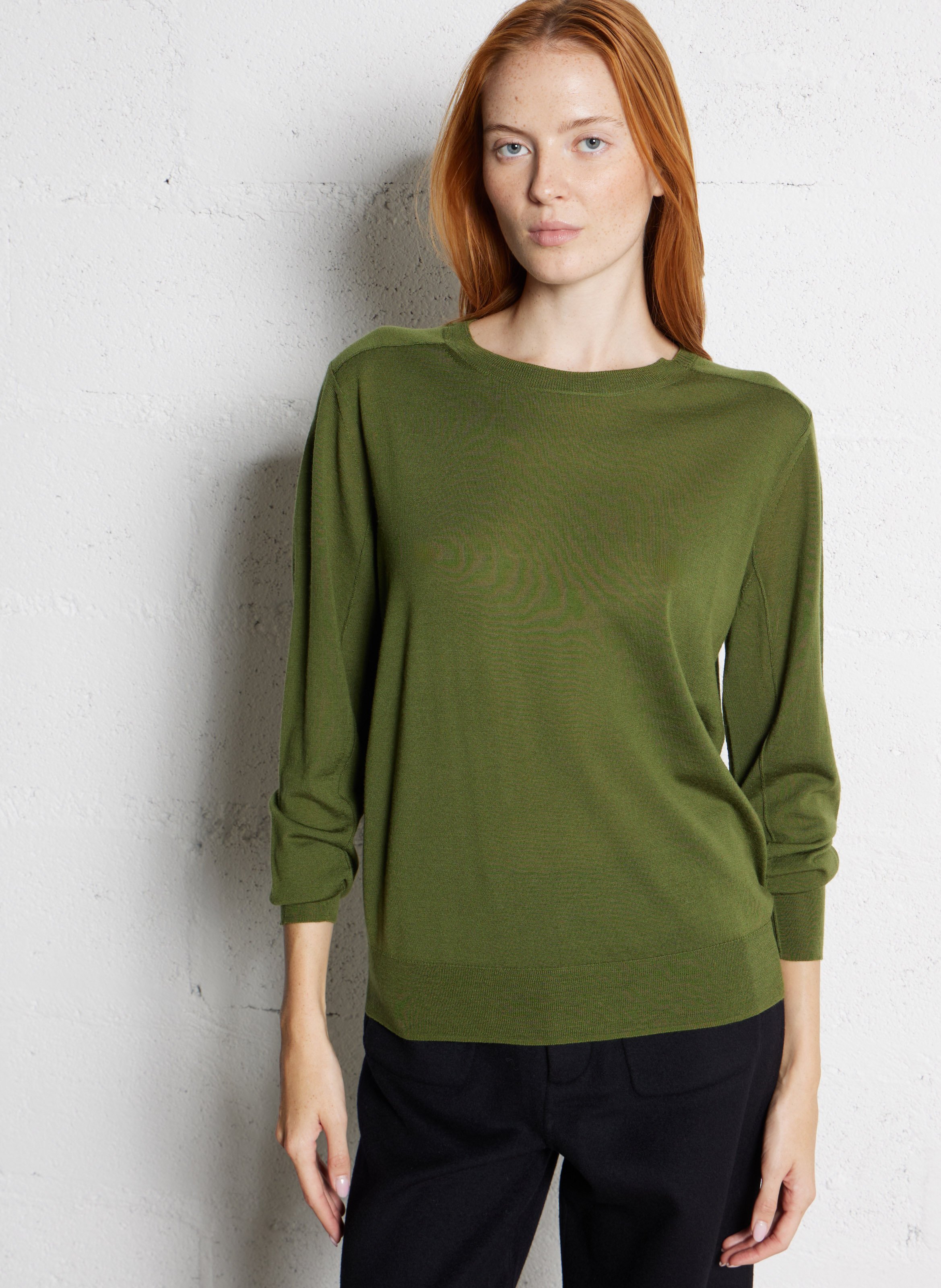 Abidjan wool round-neck sweater SOEUR Green