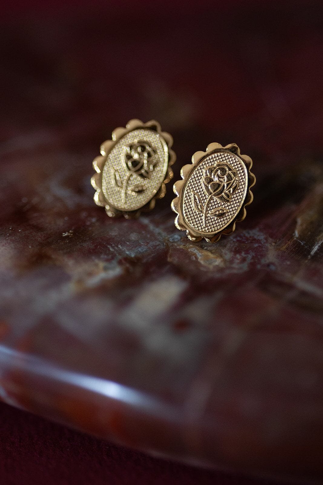 Gold-plated enamel flower stud earrings MONSIEUR SIMONE Golden