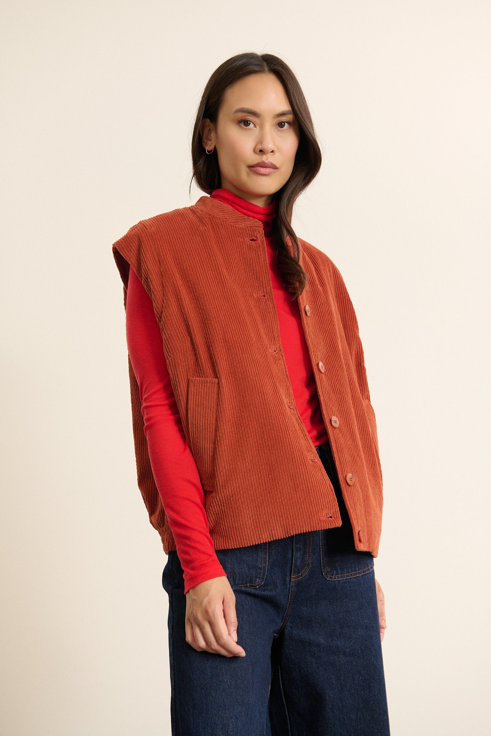 Velvet Sleeveless Jacket GARANCE PARIS Orange