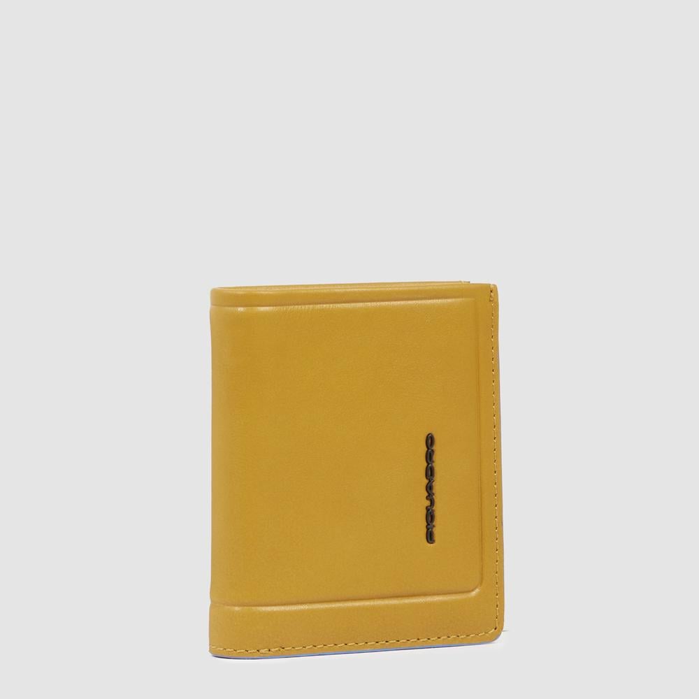 Men's vertical wallet with coin pocket, credit card slots, and RFID protection PIQUADRO Yellow