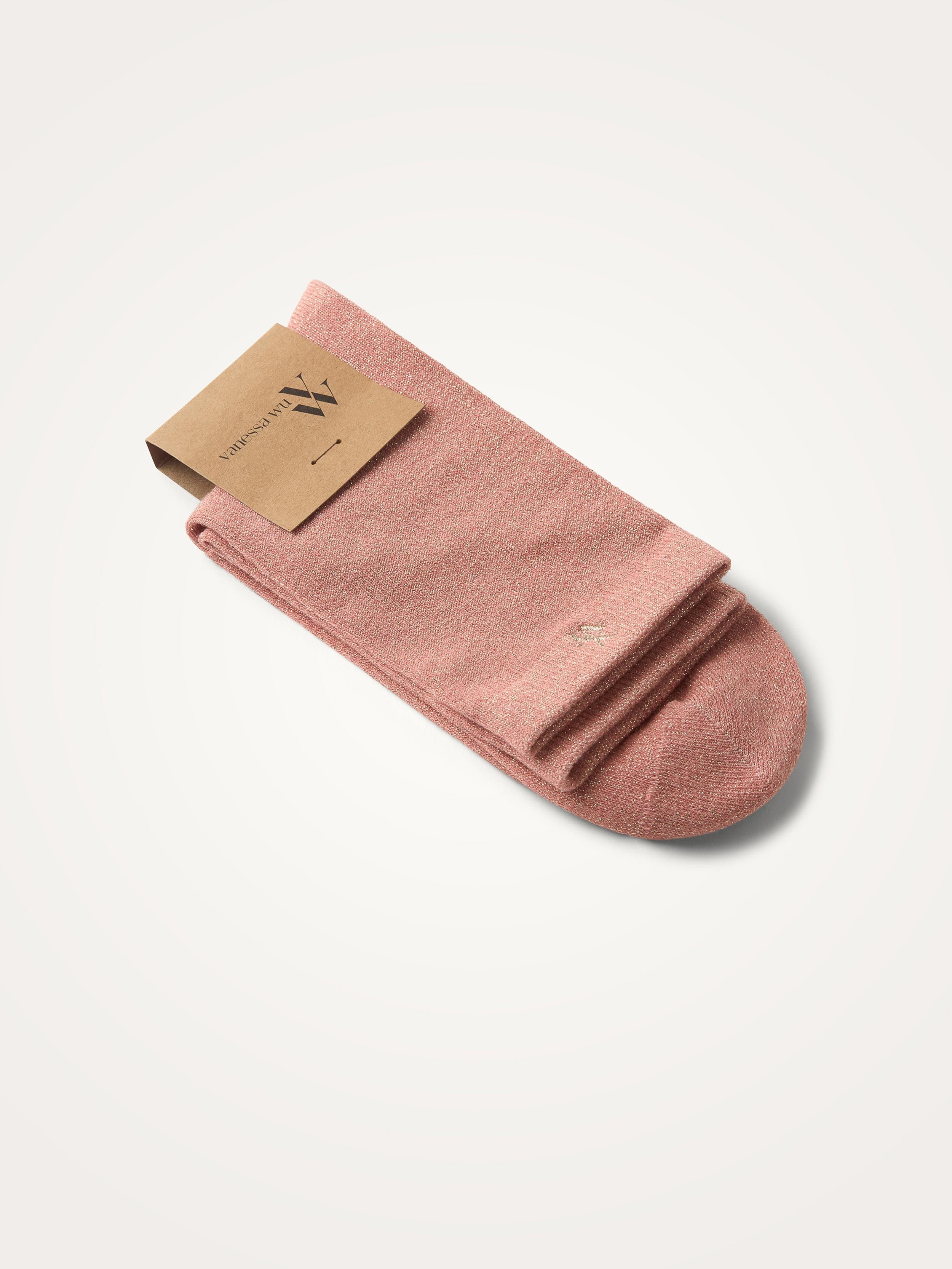 Sequined high socks in a cotton blend VANESSA WU Pink