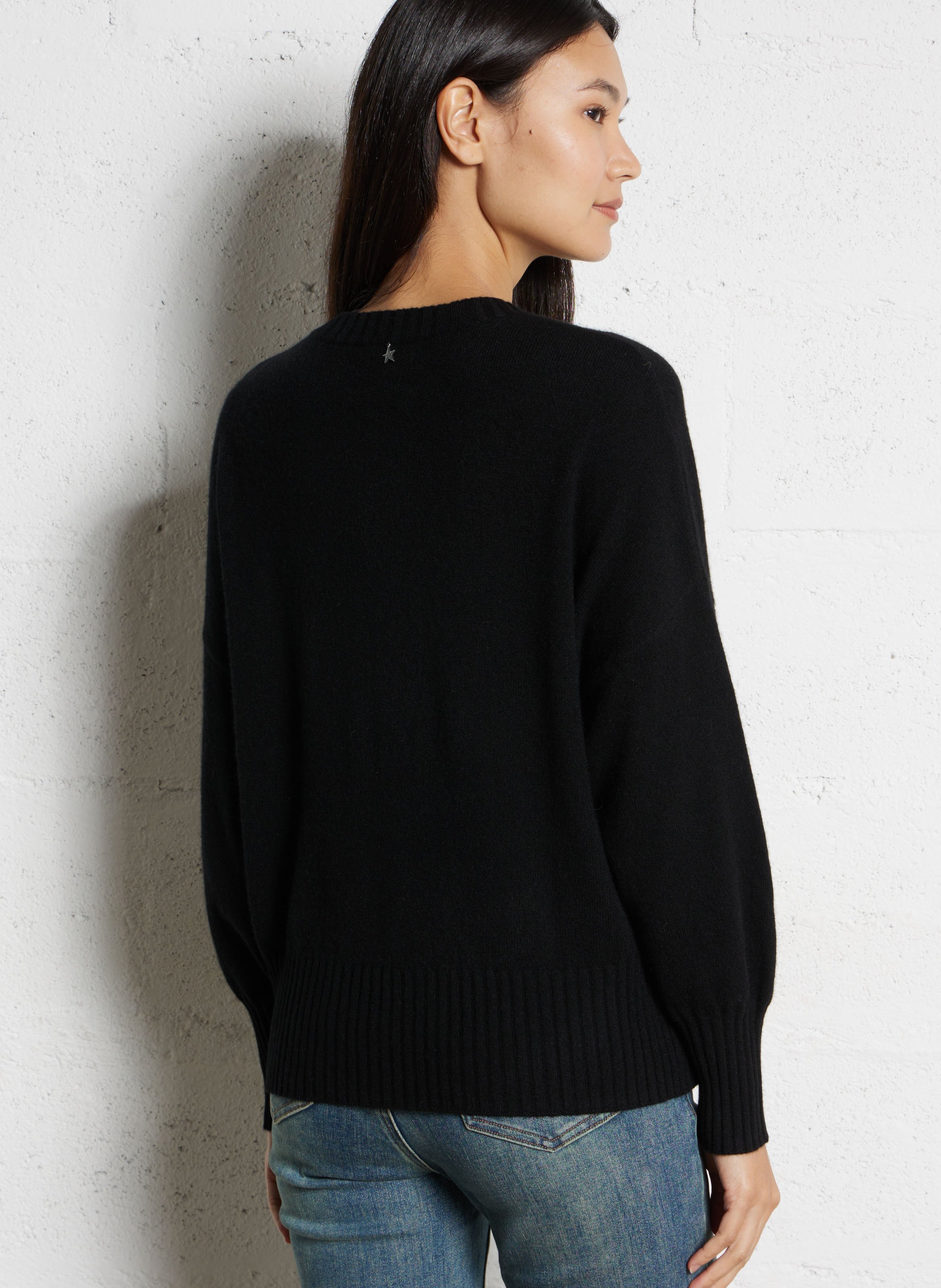 Pull oversize col rond en cachemire SUD EXPRESS Noir