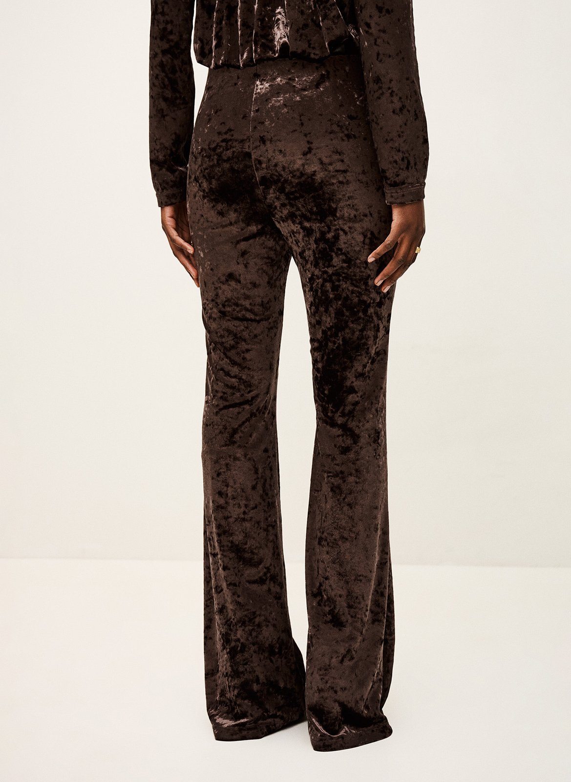 Pantalon patte d'eph en velours imprimé BA&SH Noir