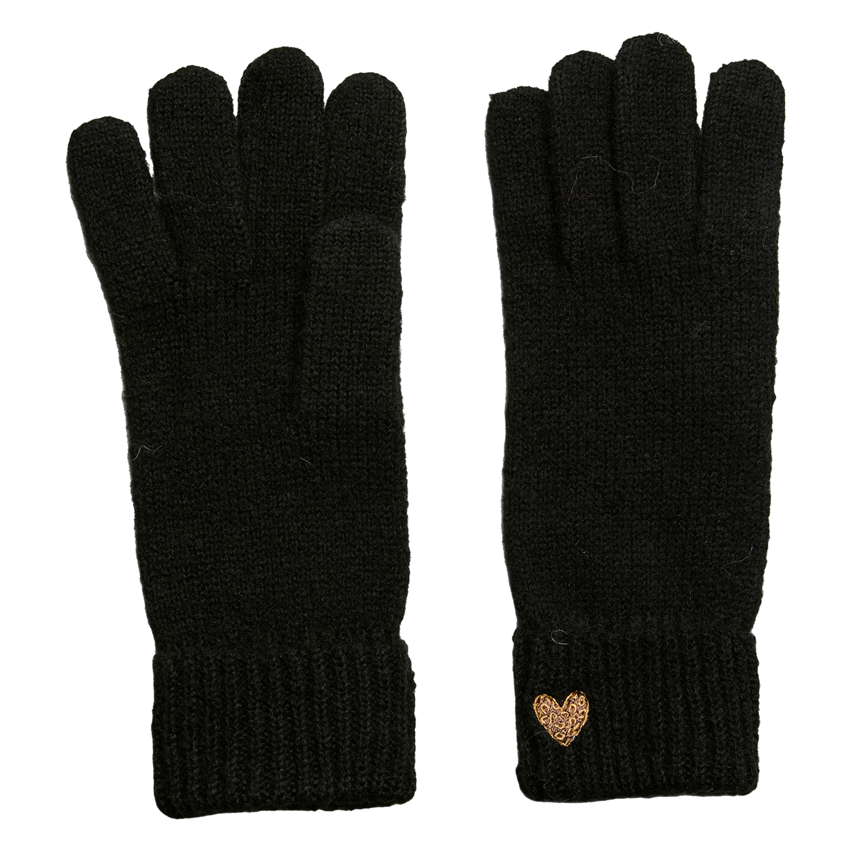 Einfarbige Handschuhe mit Stickerei PIECES Schwarz