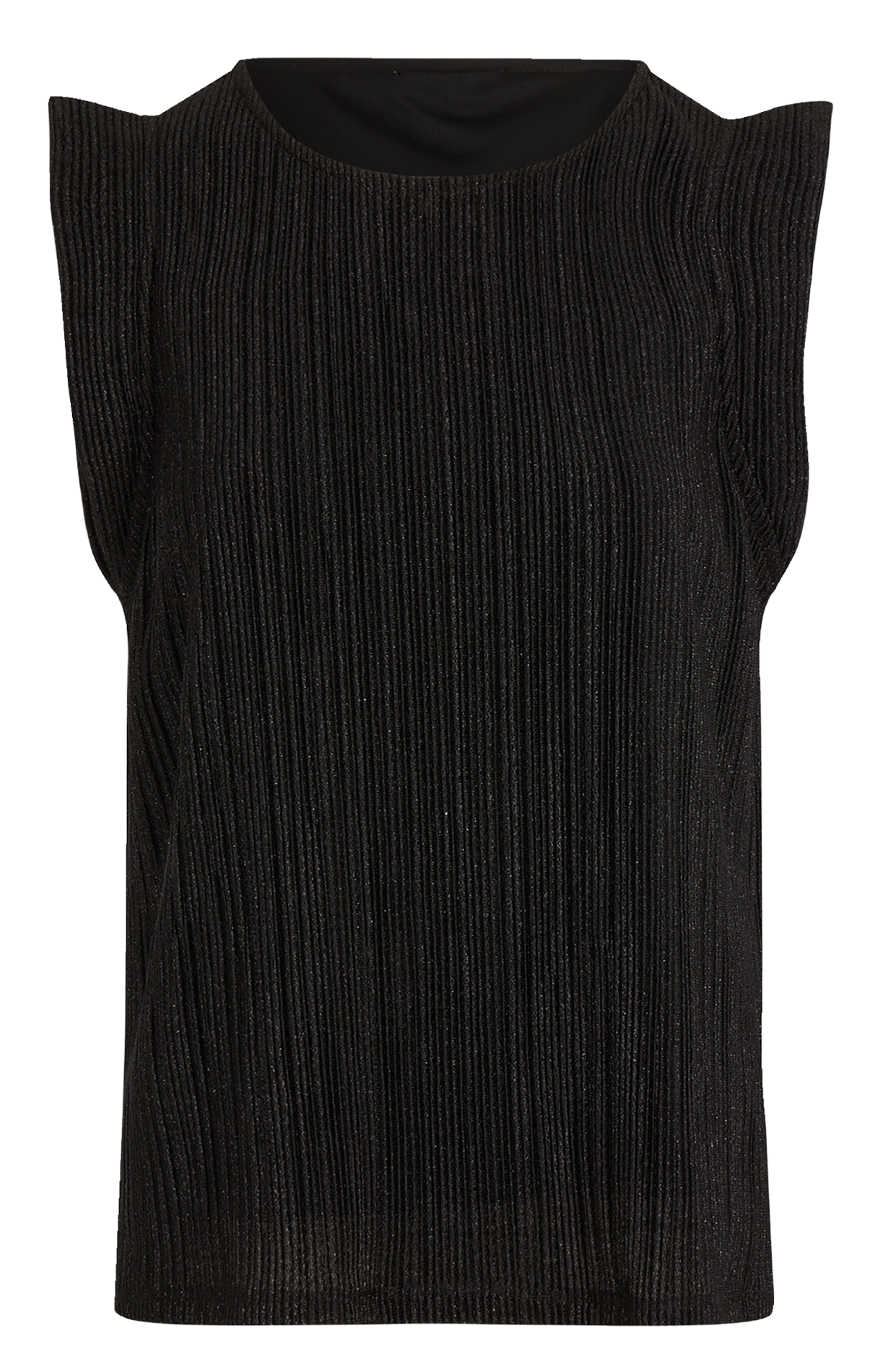 Top droit col rond plissé MORGAN Noir