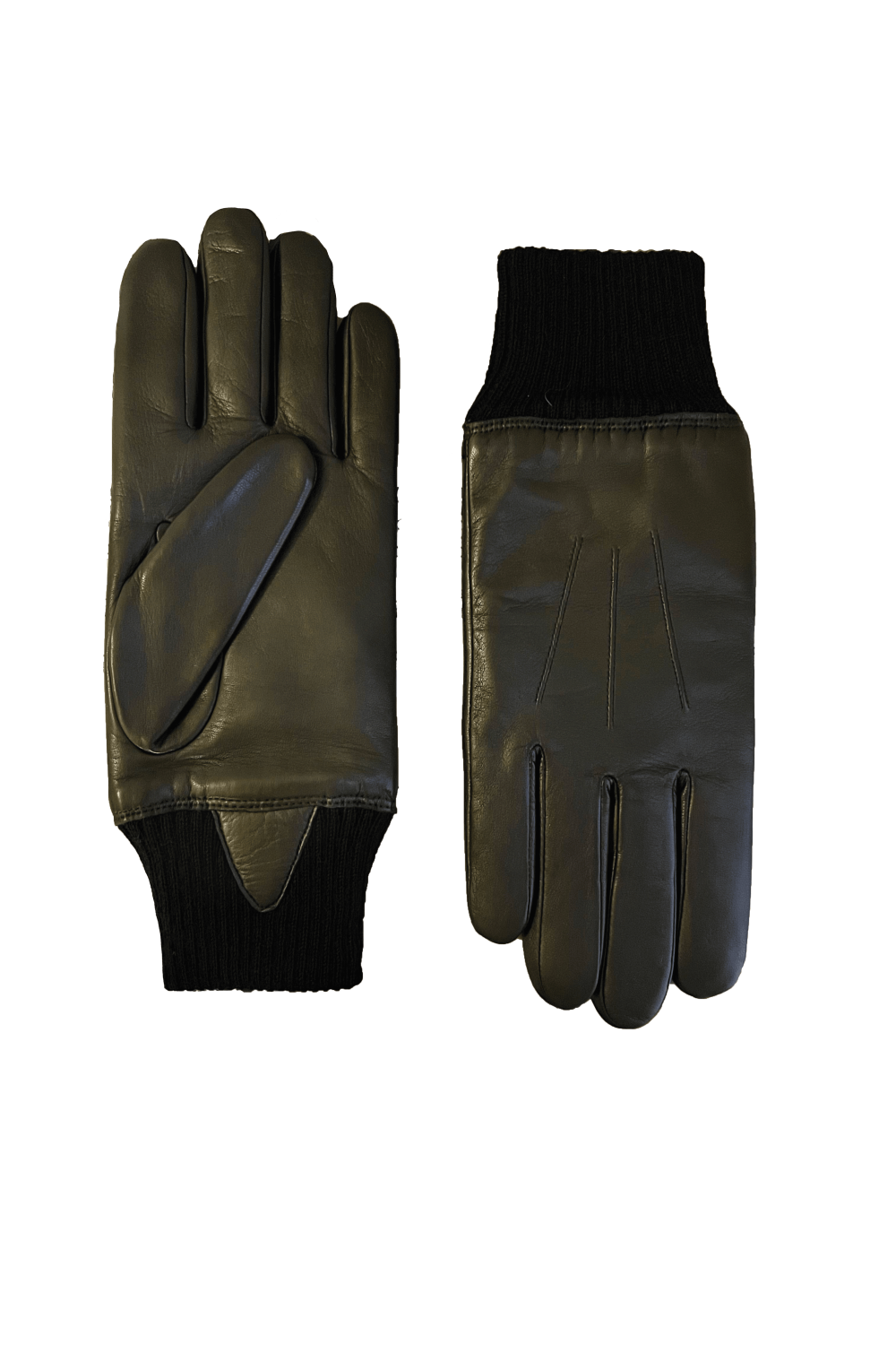 Andrew leather gloves lined with rabbit fur and fleece AGNELLE Black
