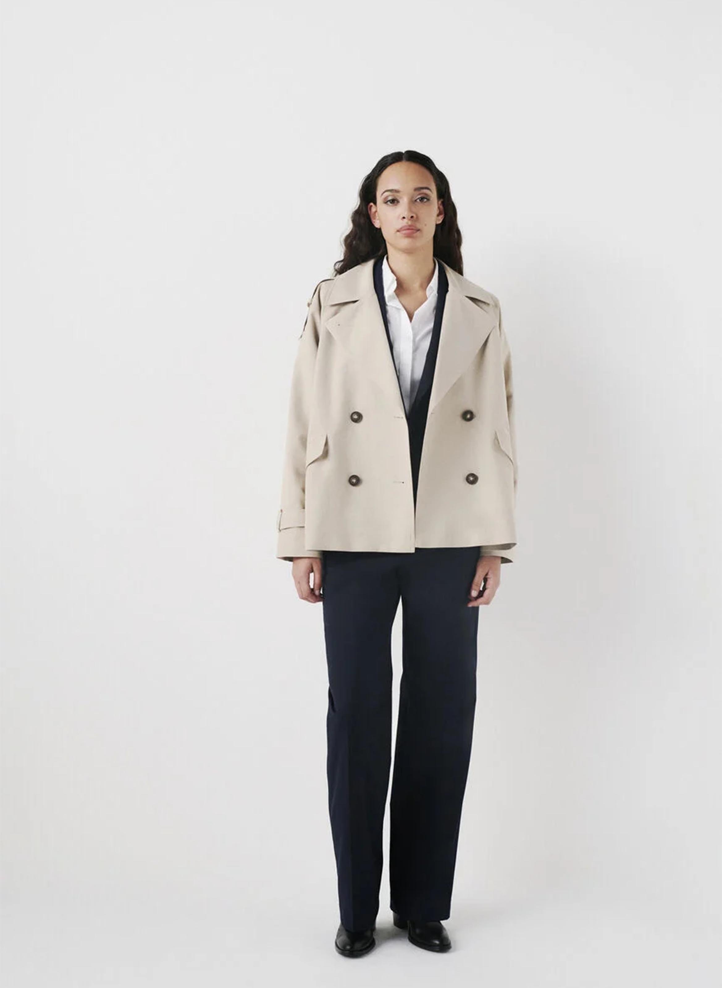 Short oversized trench coat CAROLL Beige