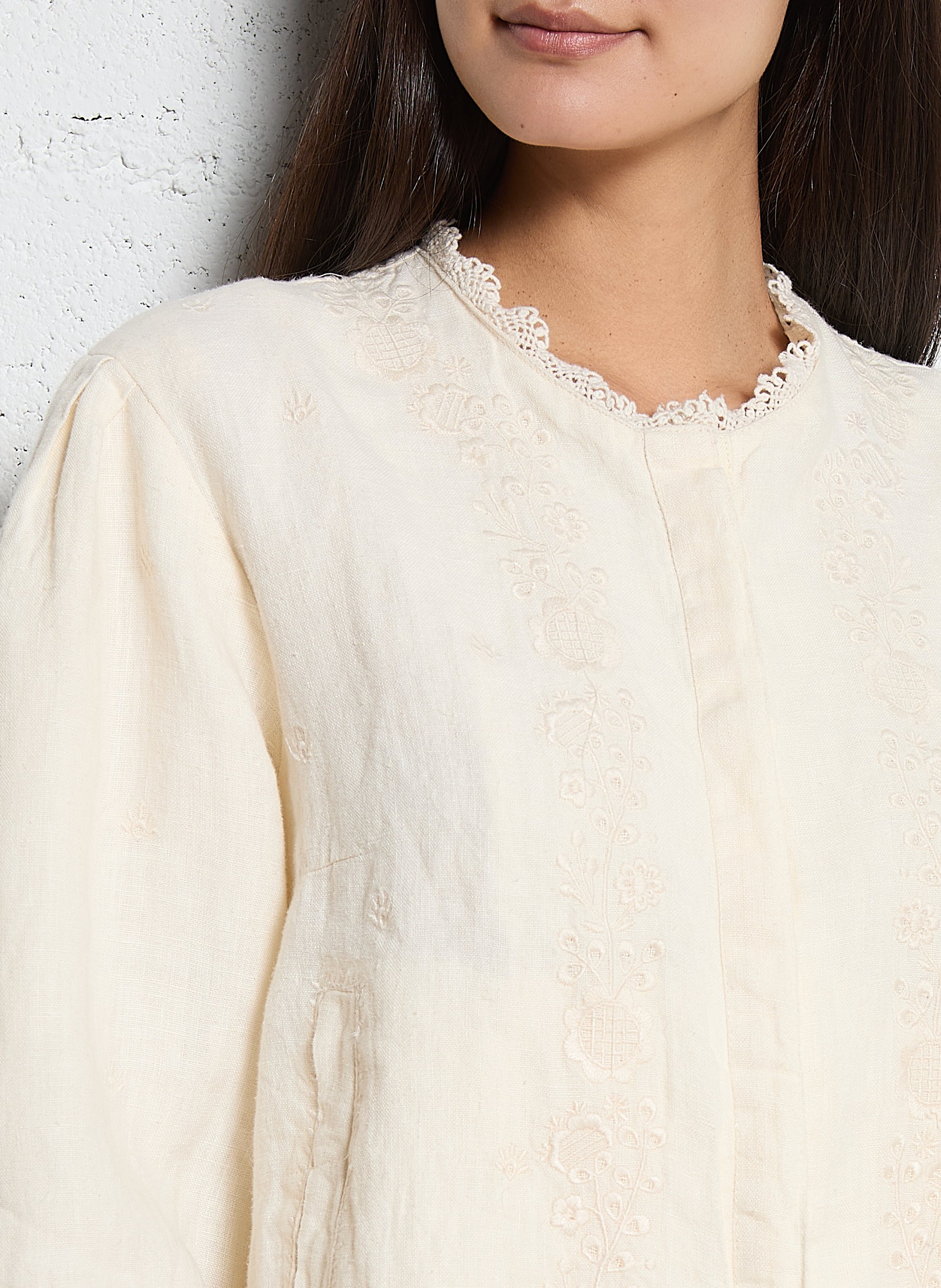 Rechte jas met knoopsluiting en borduurwerk MAISON HOTEL Beige