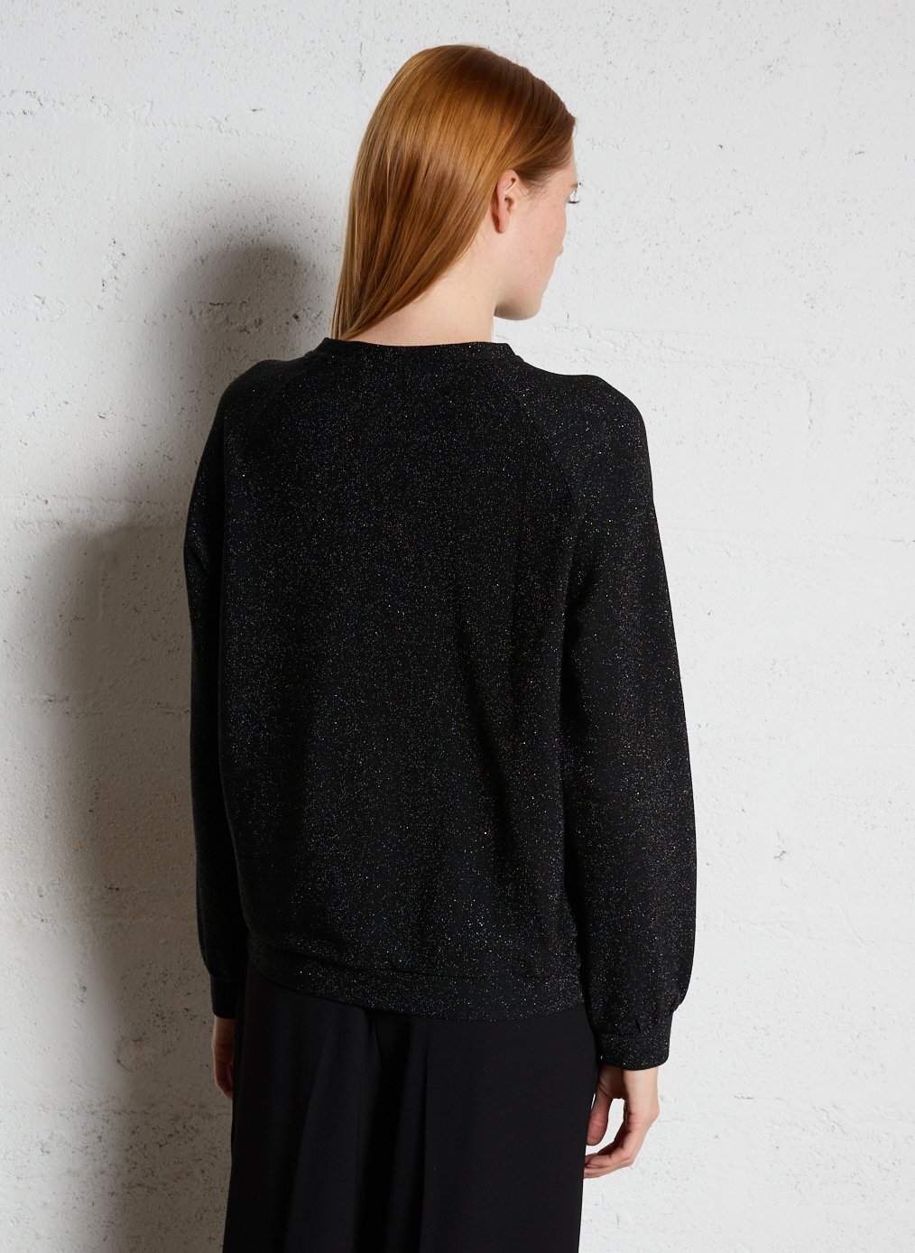 Oversized round neck sequined sweatshirt MAISON 123 Black