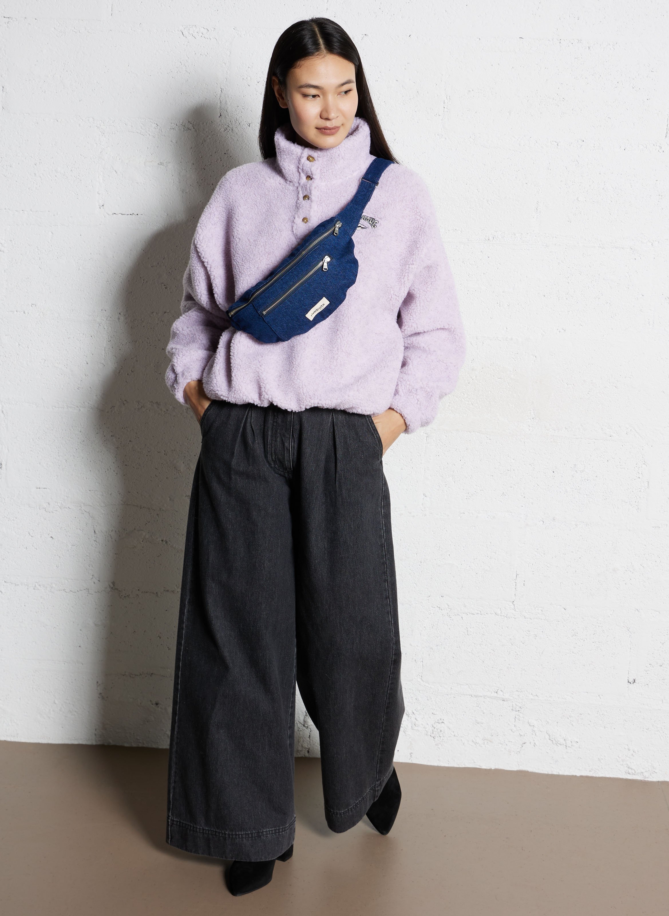 Upcycled cotton bum bag RIVEDROITE PARIS Blue