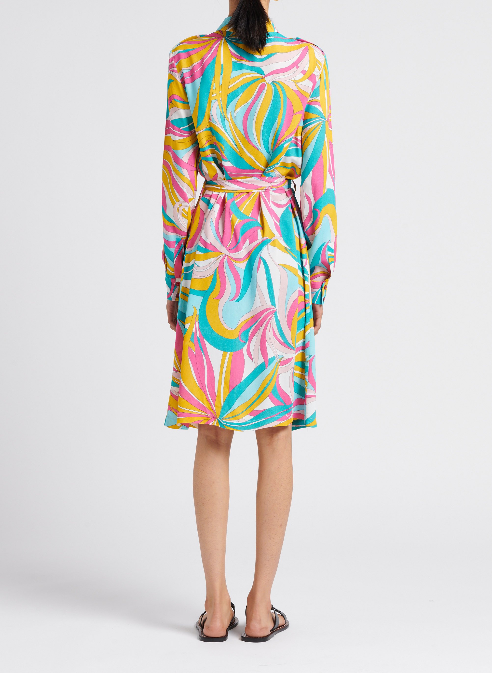 Gerade geschnittenes Hemdblusenkleid mit Print PINKO Mehrfarbig